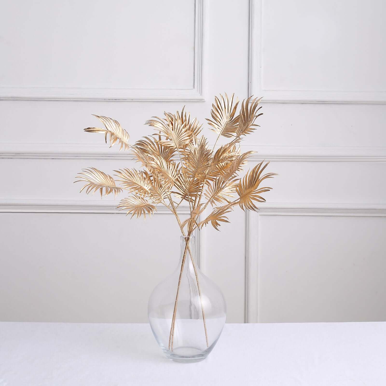 3-Piece Metallic Gold Artificial Palm Leaf Branches - Ideal for Boho Tropical & Modern Decor