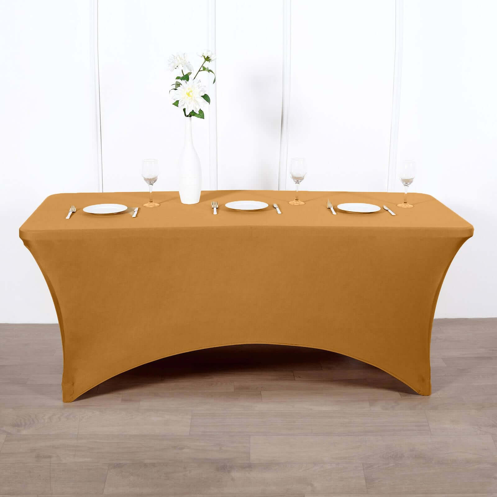 Premium Gold Stretch Spandex Table Cover (96x30 inches) - Ideal for Events & Presentations