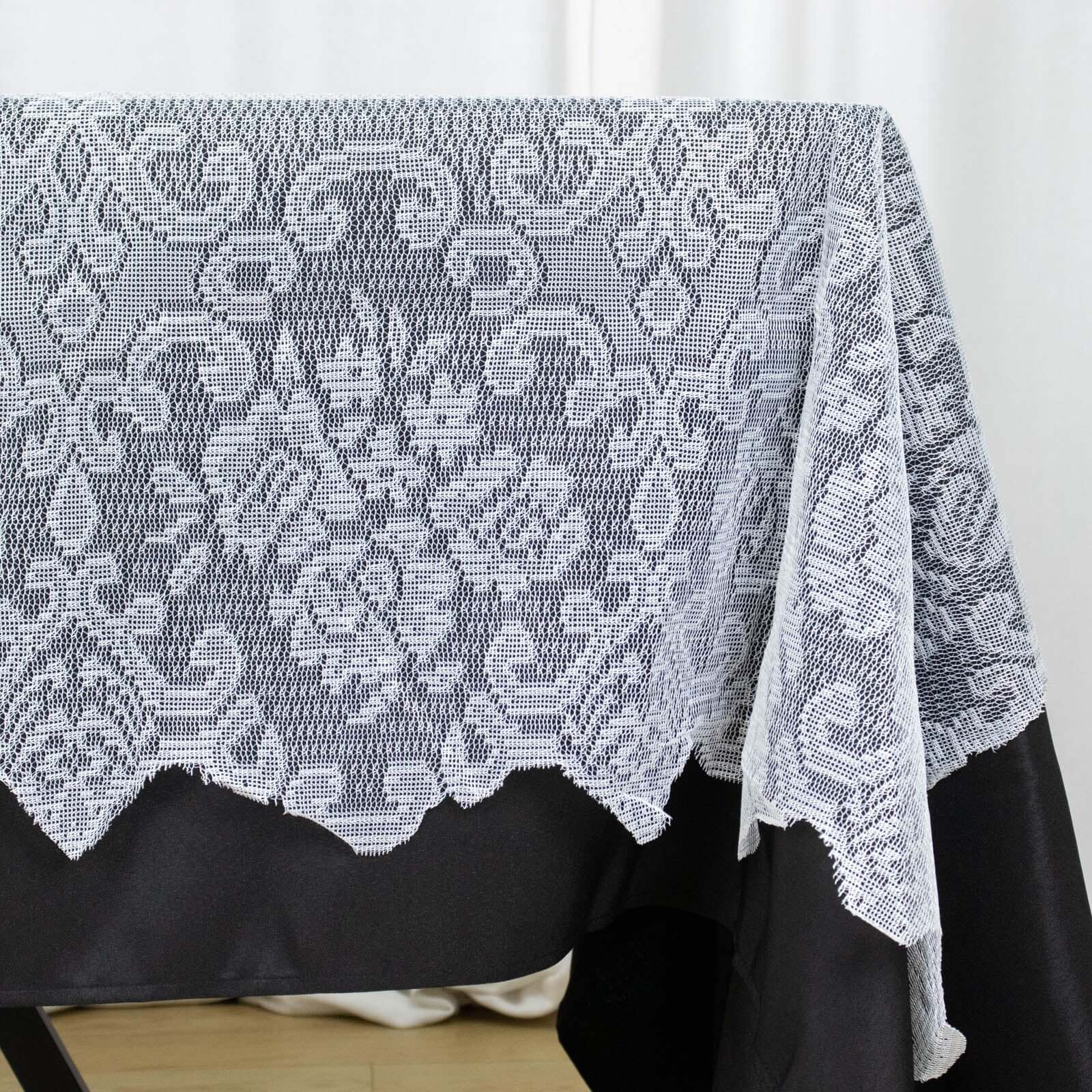 Premium White 60x108 Rectangular Lace Tablecloth for Various Table Settings