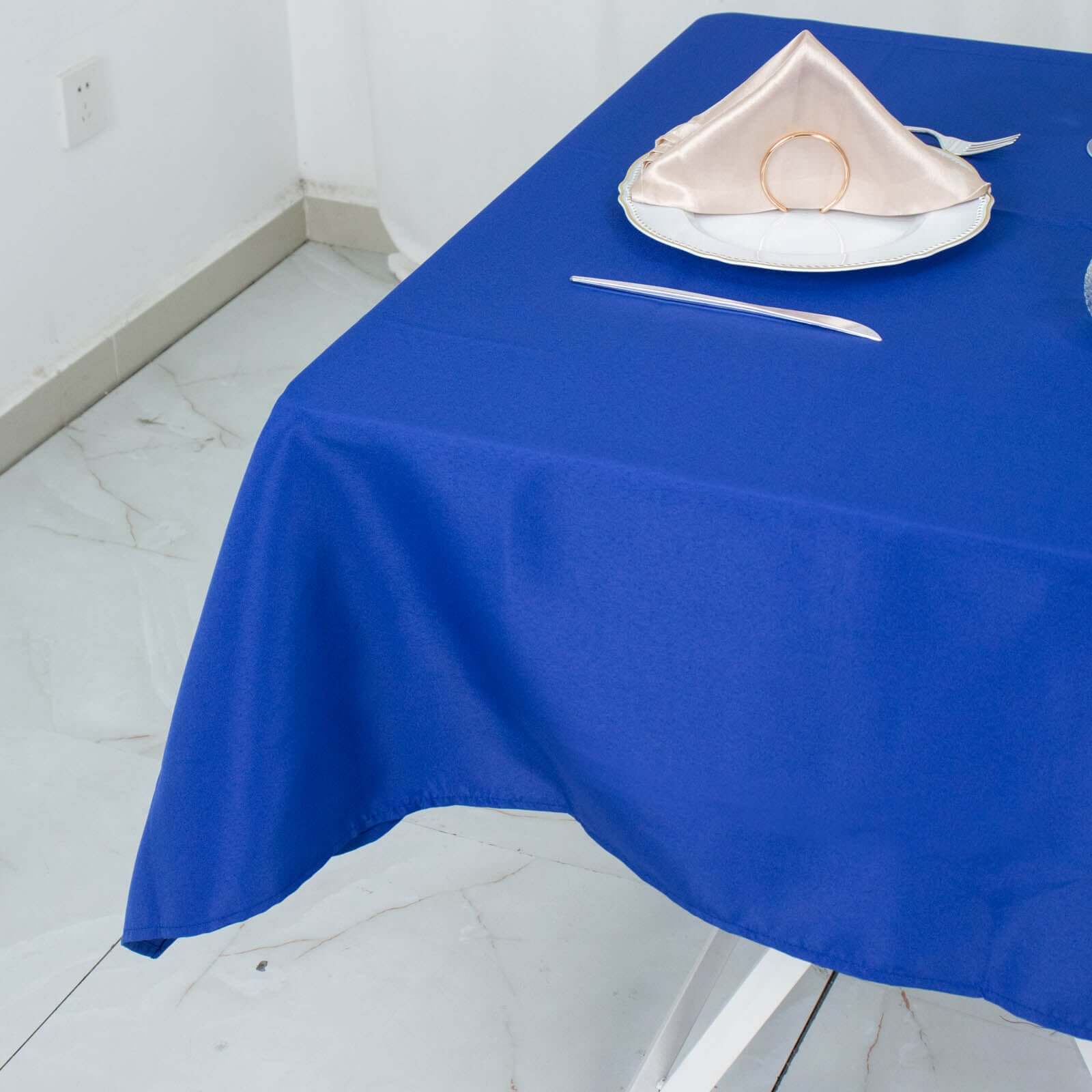 Hot Deal! 54x54 Royal Blue Premium Polyester Tablecloth - Stain & Wrinkle Resistant 220GSM