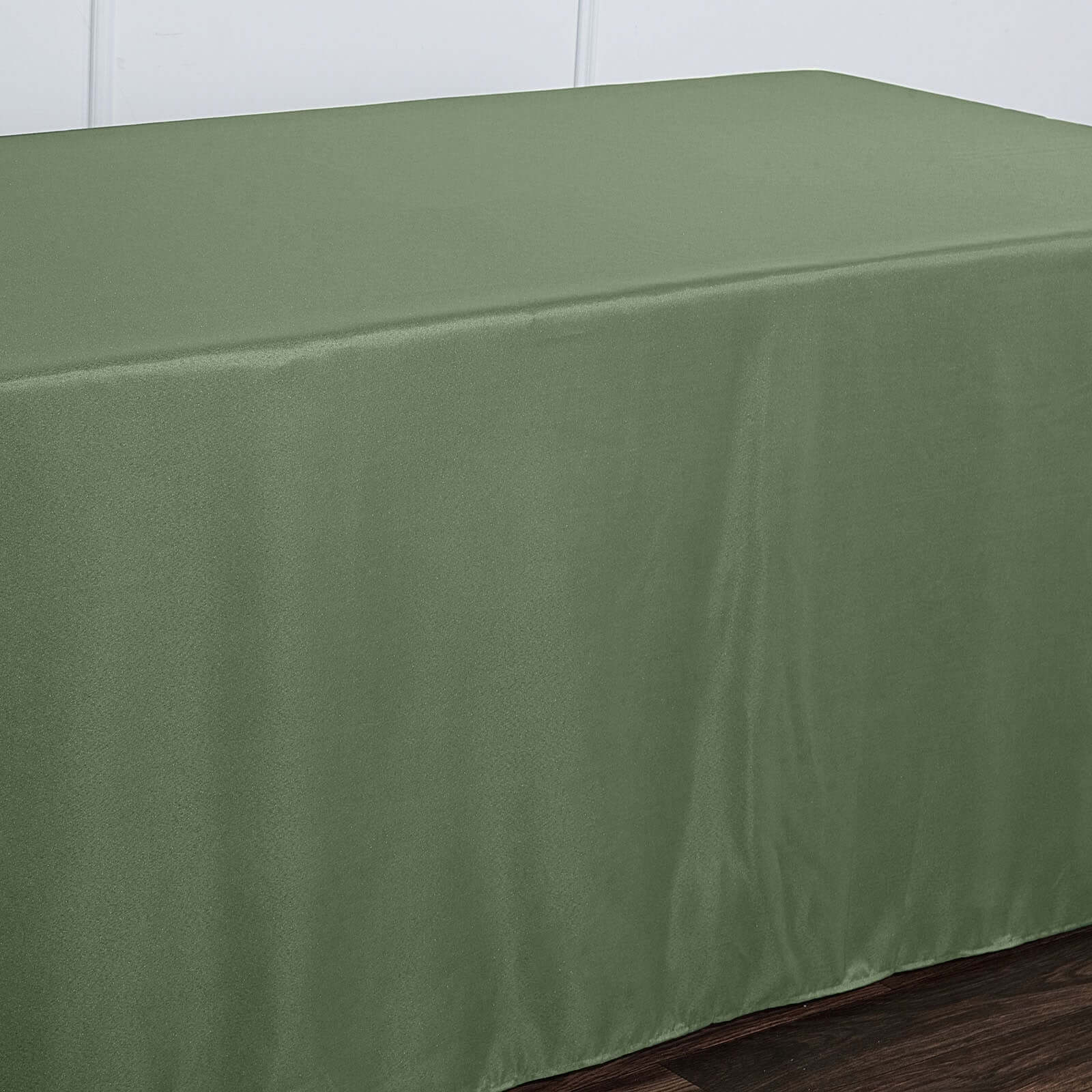 Seamless Wrinkle-Resistant Olive Green Polyester Rectangle Tablecloth 90x156