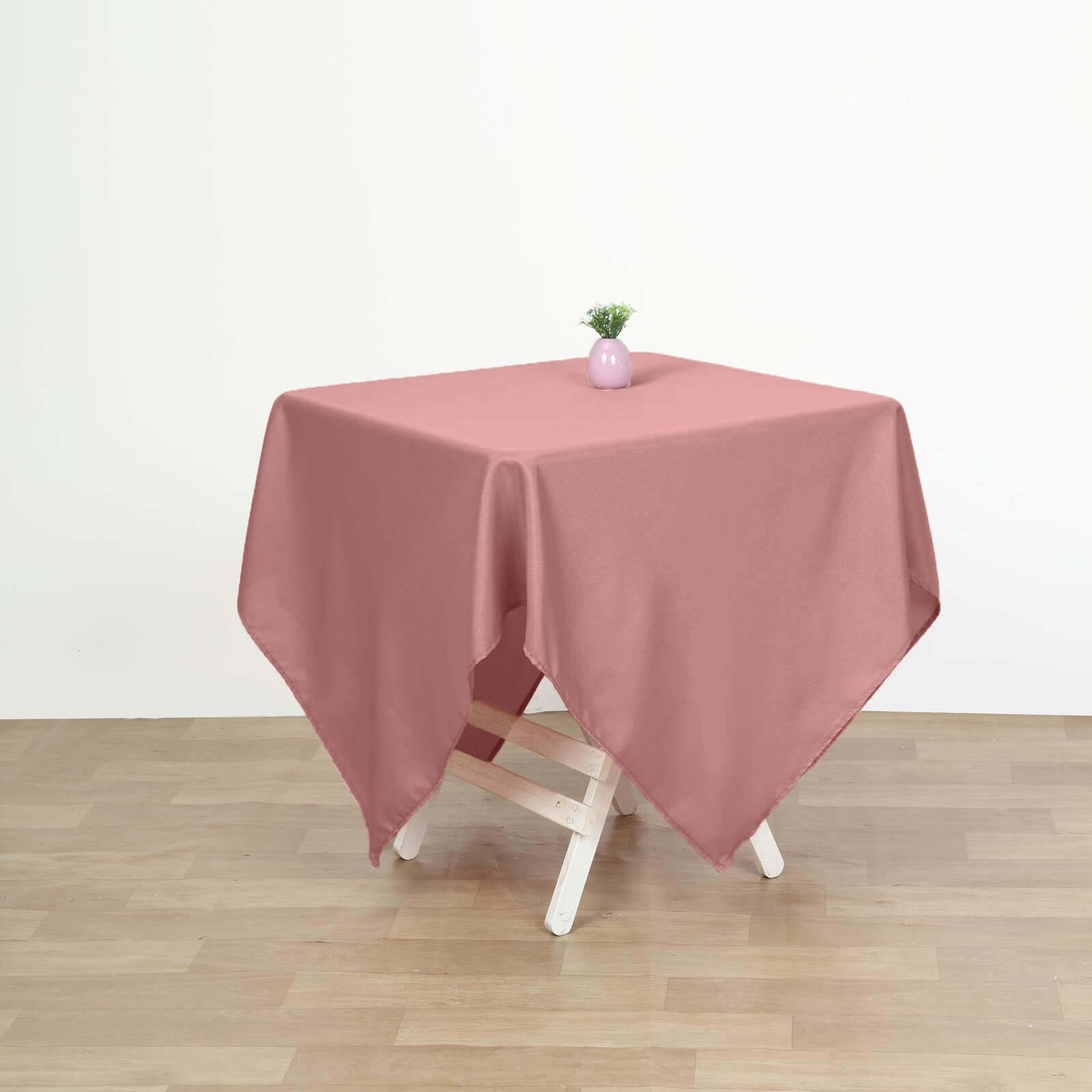 Wrinkle-Resistant & Durable 54x54 Dusty Rose Polyester Square Tablecloth