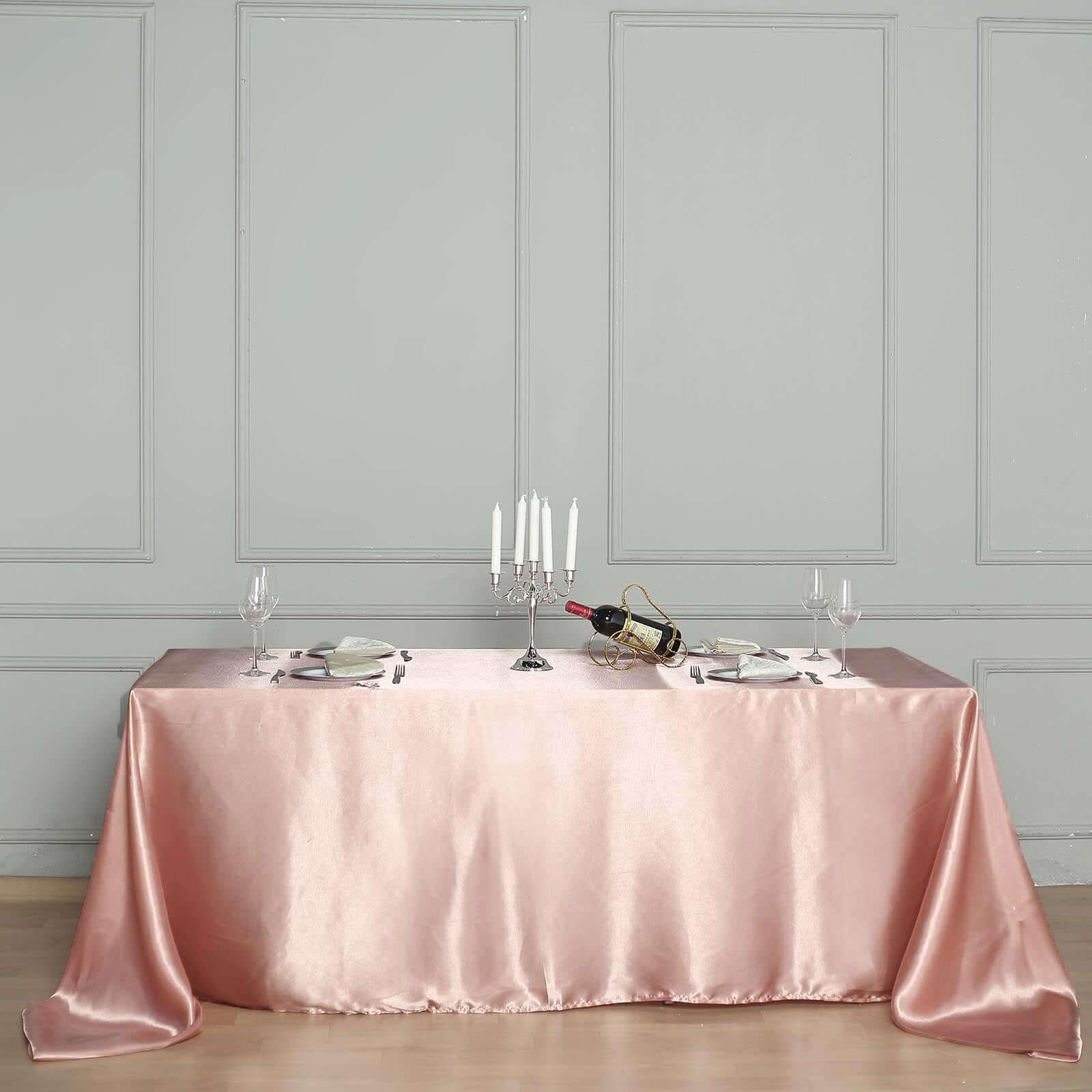 Dusty Rose Satin Rectangular 60x102 Tablecloth - Smooth & Lustrous Cover