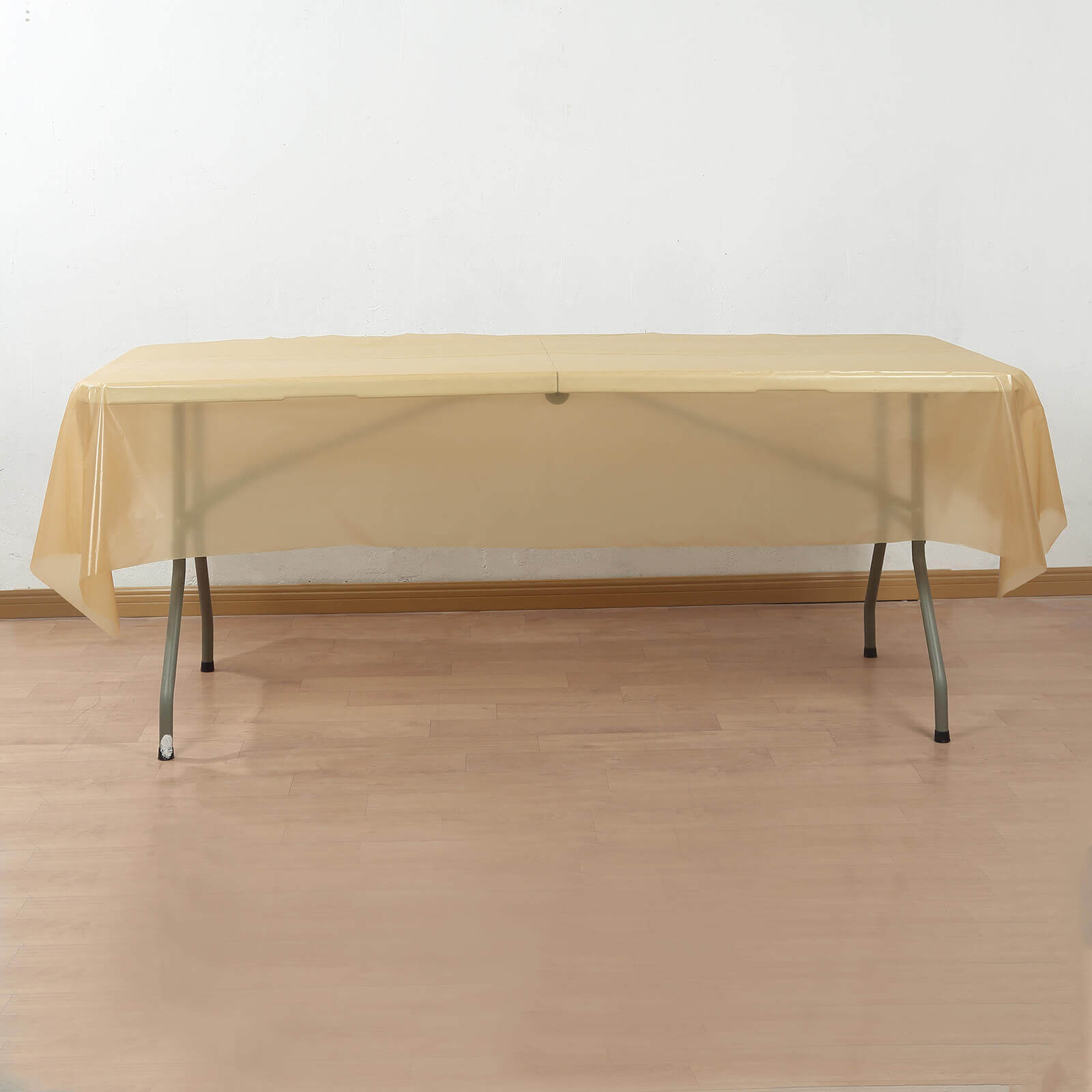 Customizable Gold Plastic Table Cover Roll with Slide Cutter, 54x300ft