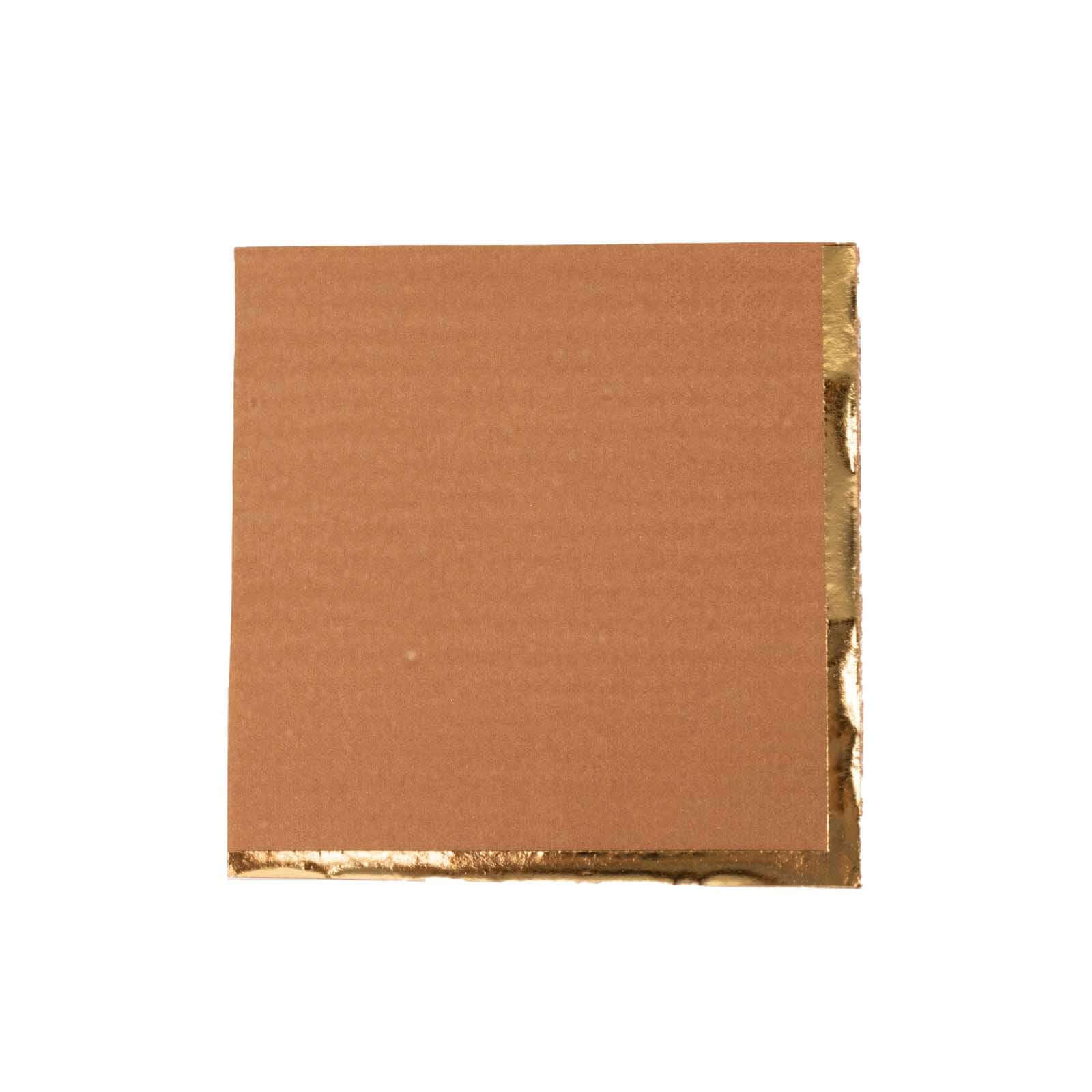 50-Piece 2-Ply Disposable Soft 18GSM Terracotta (Rust) Cocktail Napkins with Gold Foil Edge 5x5