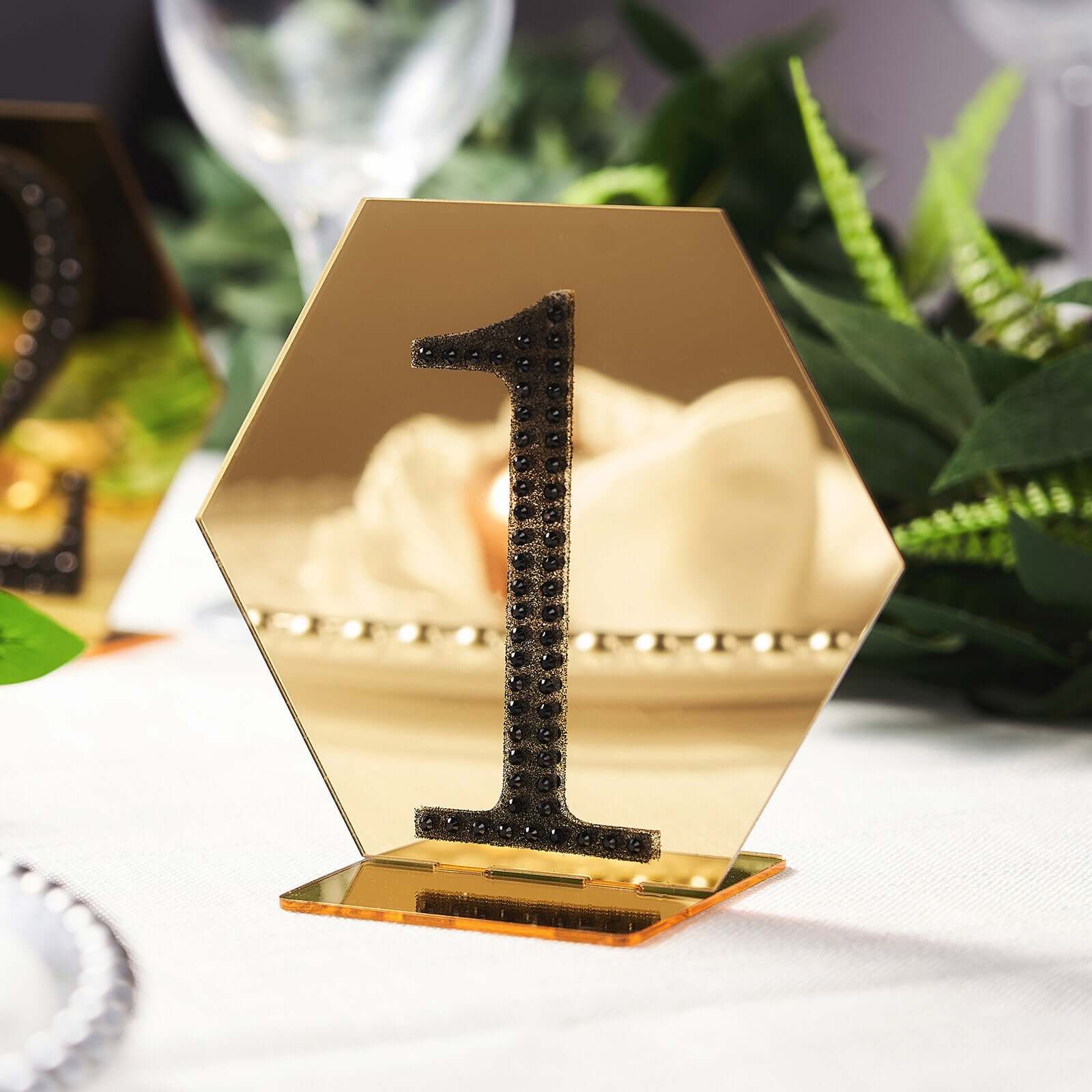 5-Pack Gold Acrylic Hexagon Table Sign Holders for Modern Event Centerpieces