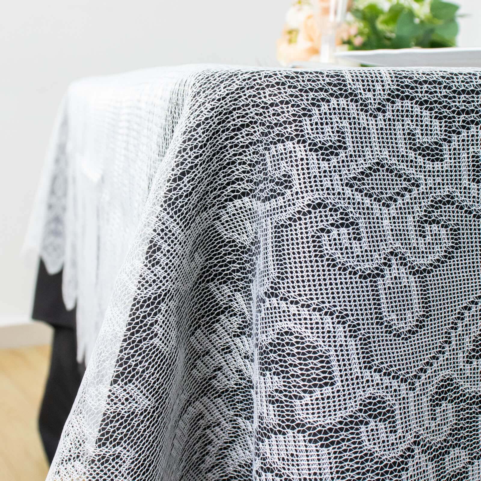 Premium White 60x108 Rectangular Lace Tablecloth for Various Table Settings