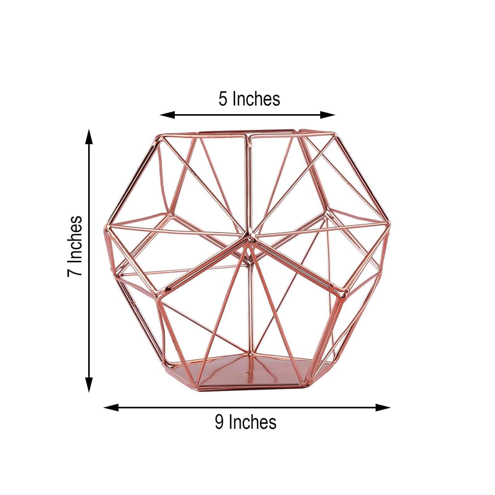 Stunning Rose Gold Metal Pentagon Prism Geometric Tealight Candle Holder - Ideal for Decor