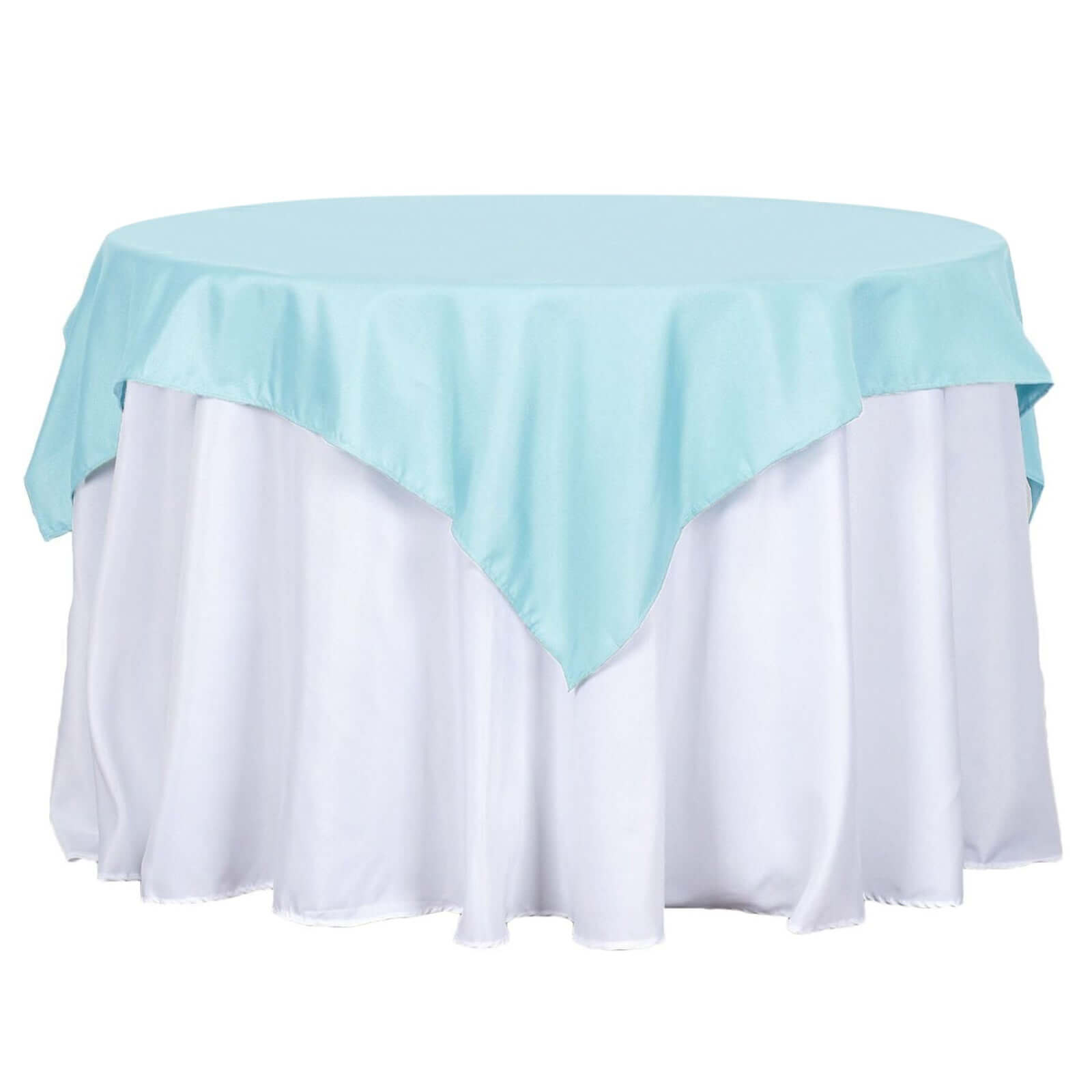 Light Blue Wrinkle-Resistant & Durable 54x54 Polyester Square Table Overlay