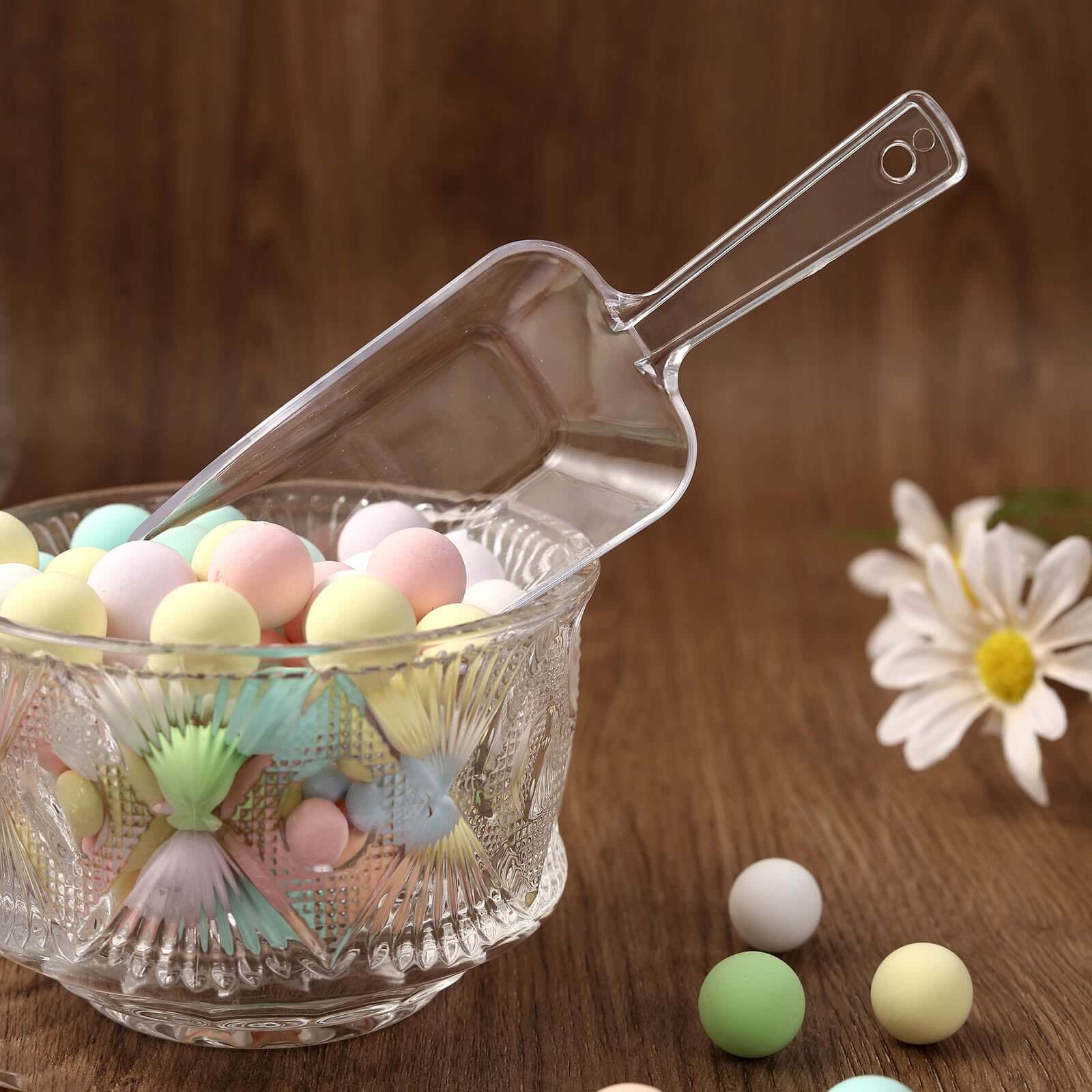 6-Pack Clear Plastic Disposable Candy Scoops for Bar and Buffet - Great Deal