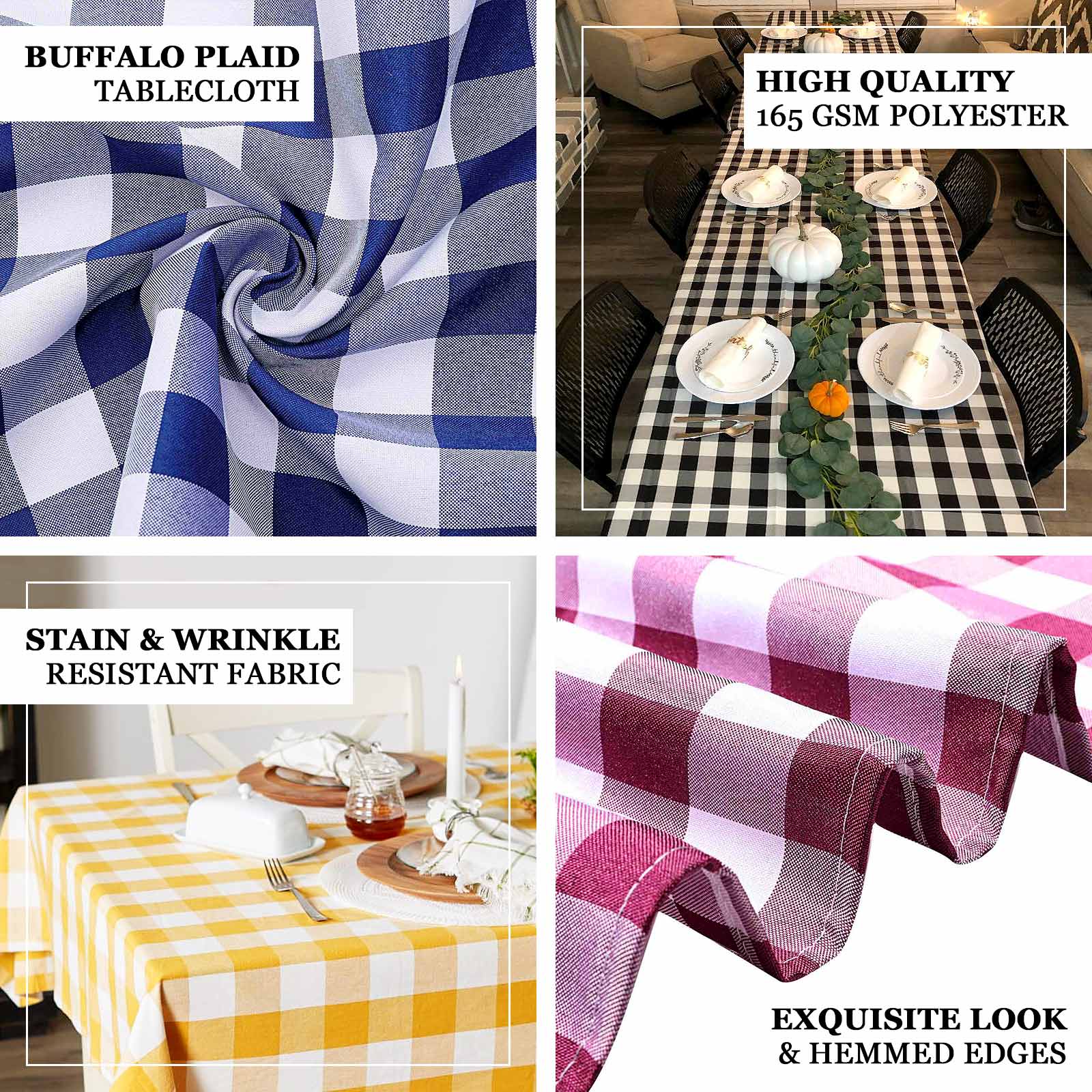 White/Sage Green Checkered Buffalo Plaid 60x102 Polyester Rectangle Tablecloth