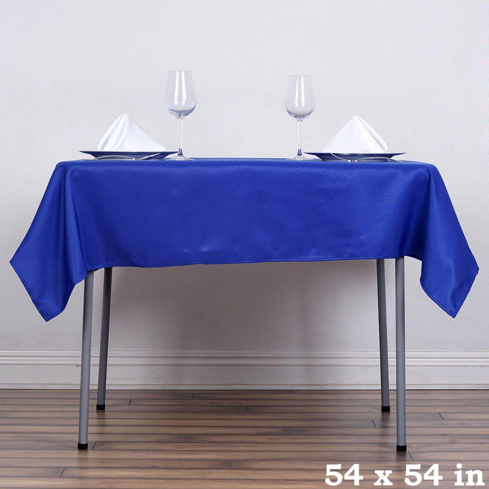 Wrinkle-Resistant & Durable Royal Blue 54x54 Polyester Square Table Overlay