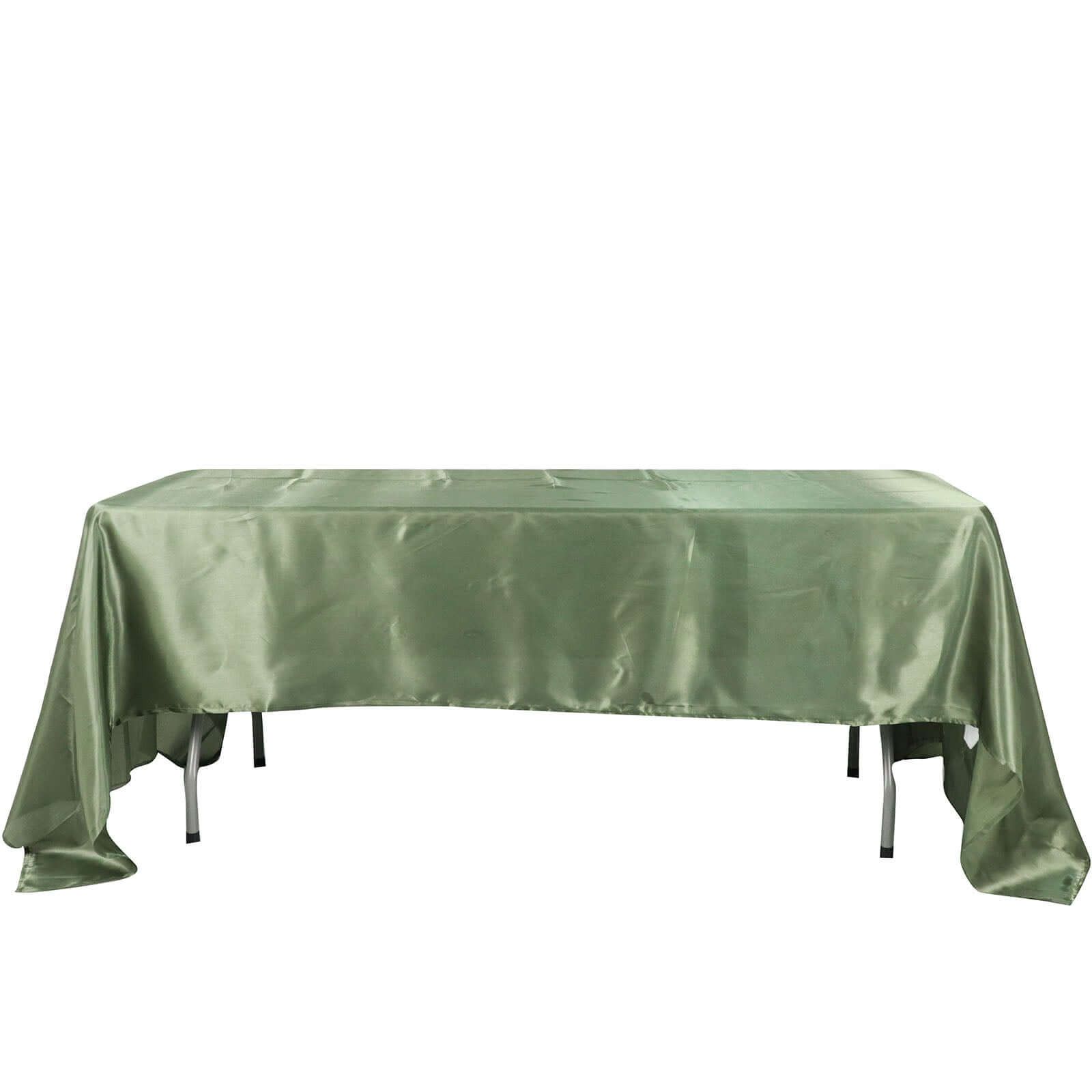 Dusty Sage Green Satin Tablecloth 60x126 - Lustrous and Wrinkle-Resistant