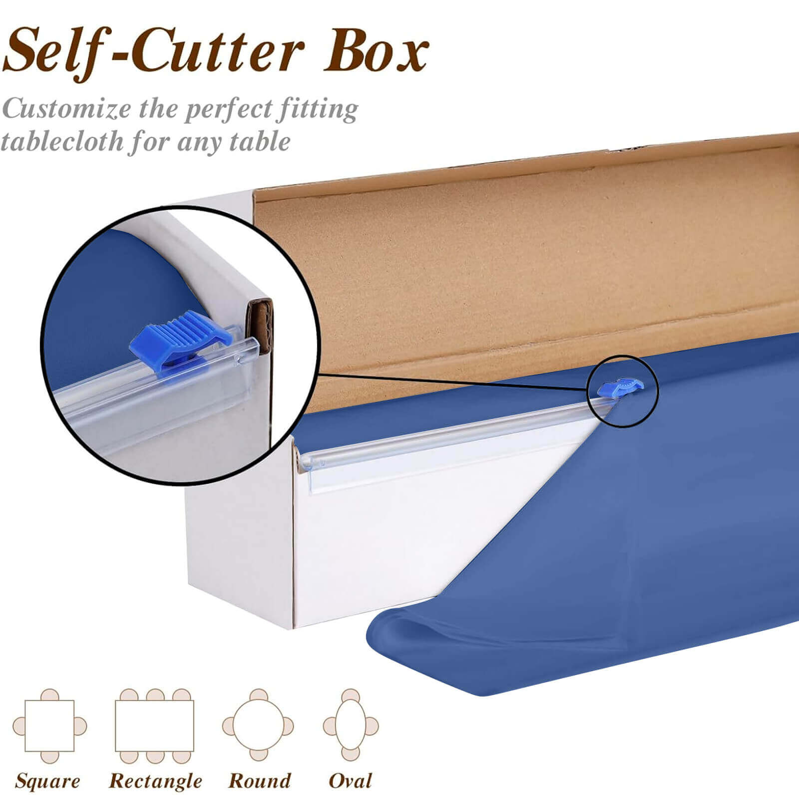 Navy Blue Plastic Table Cover Roll with Slide Cutter - Customizable & Durable 54x300ft
