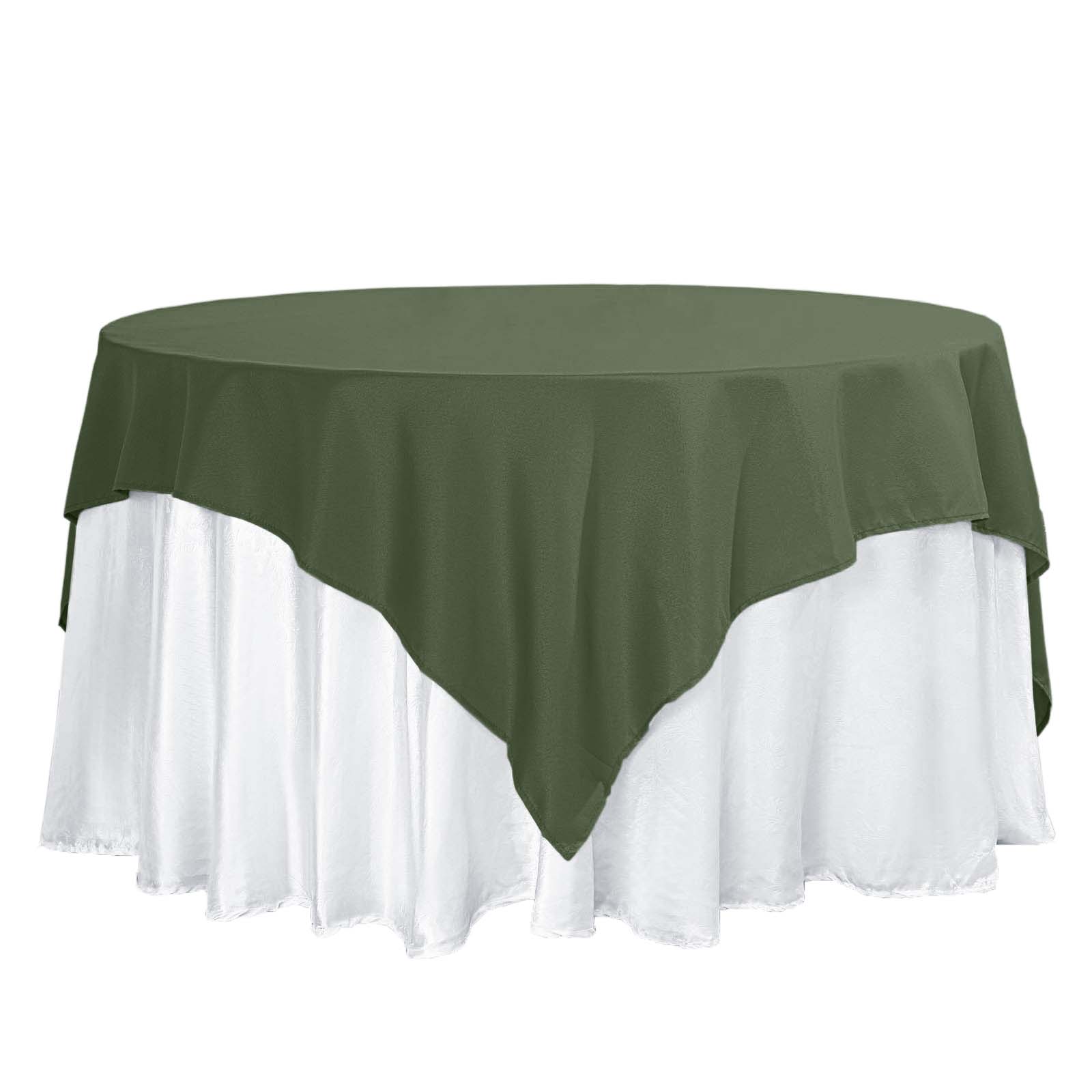 Olive Green 70x70 Wrinkle-Resistant & Durable Polyester Square Table Overlay