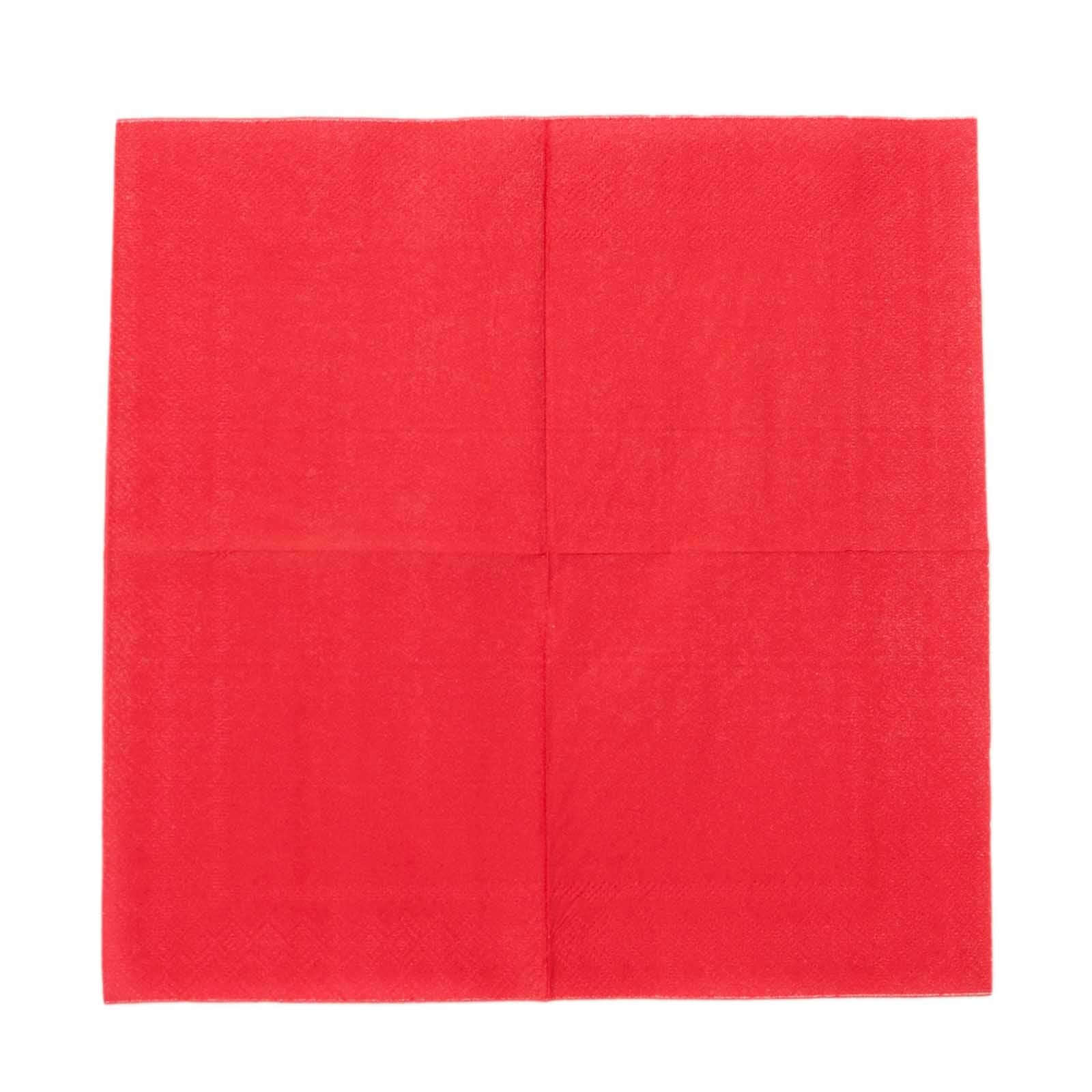 Great Deal! 50-Pack 2-Ply Disposable Red Paper Cocktail Beverage Napkins, 18GSM, 5x5