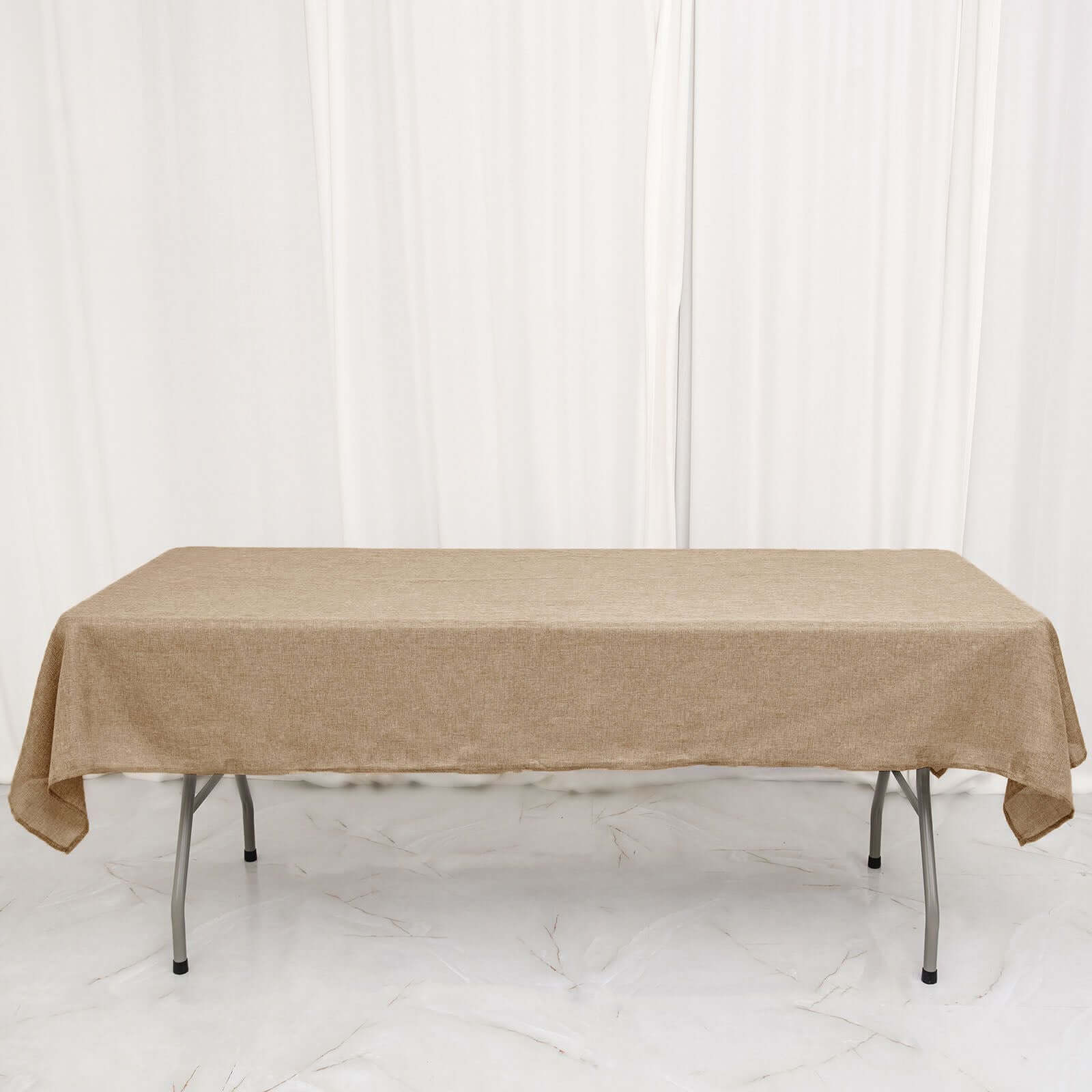 High - Quality Natural Faux Burlap Rectangle Tablecloth (54x96) for Rustic Events