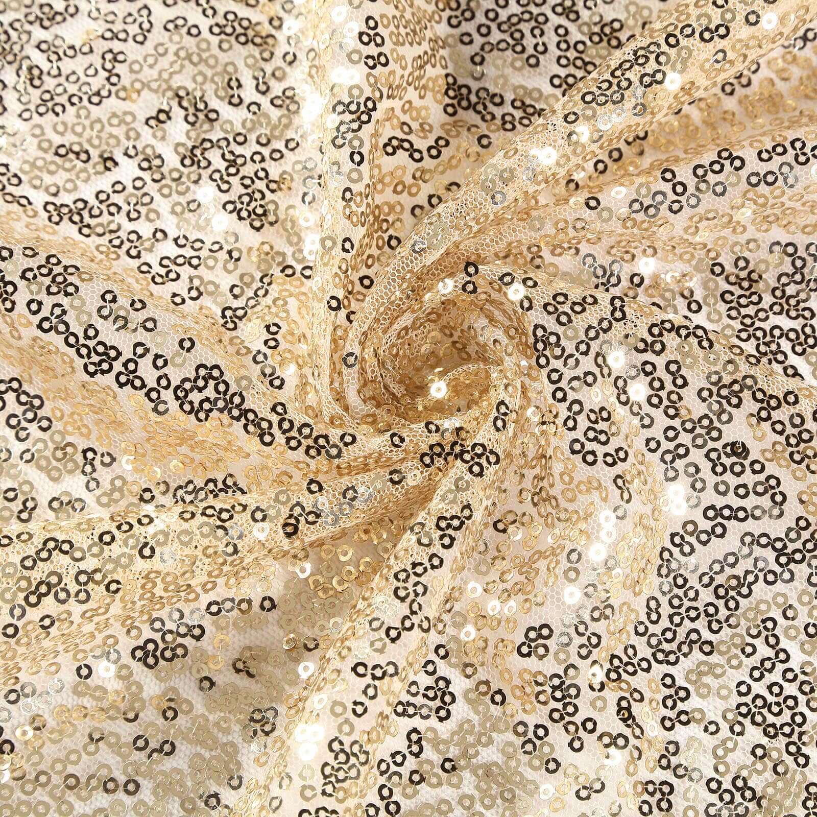 Champagne Sequin Rectangle Tablecloth 60x126 - Sparkling Table Cover