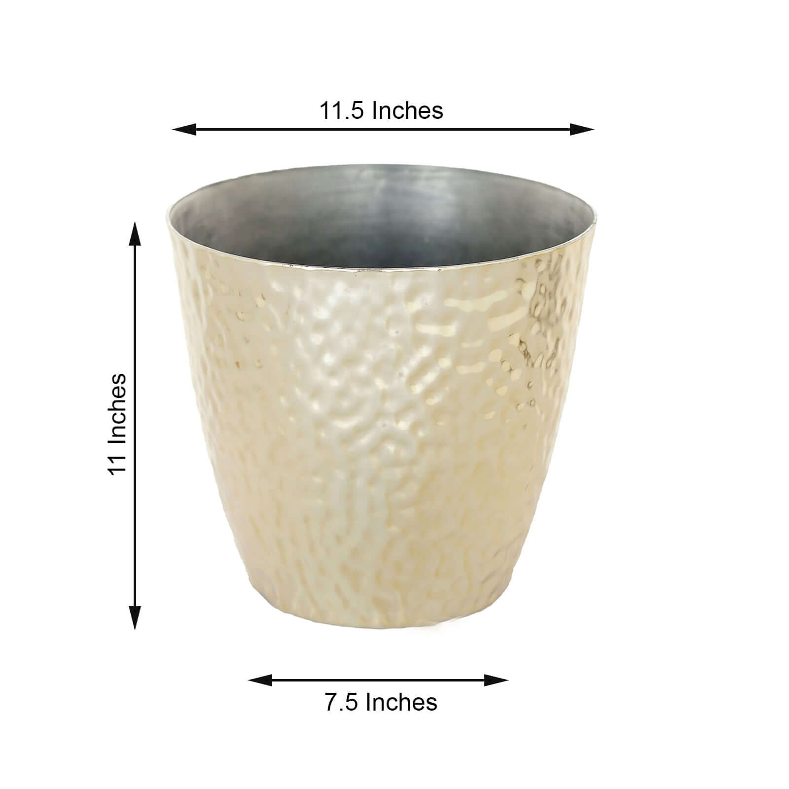 11-Inch Gold Hammered Large Indoor Flower Planter for Decorative Greenery