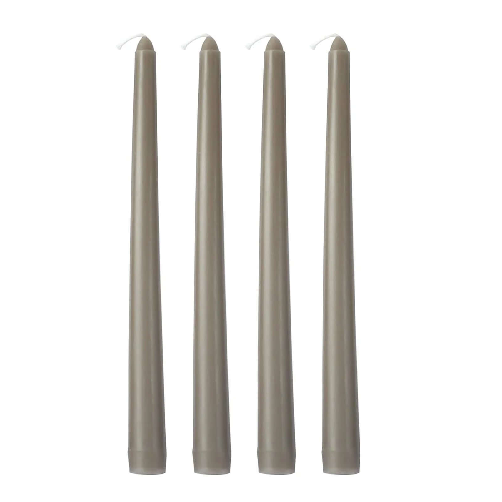 12-Piece Set of Premium Unscented Taupe Taper Candles, 10 Inches Tall