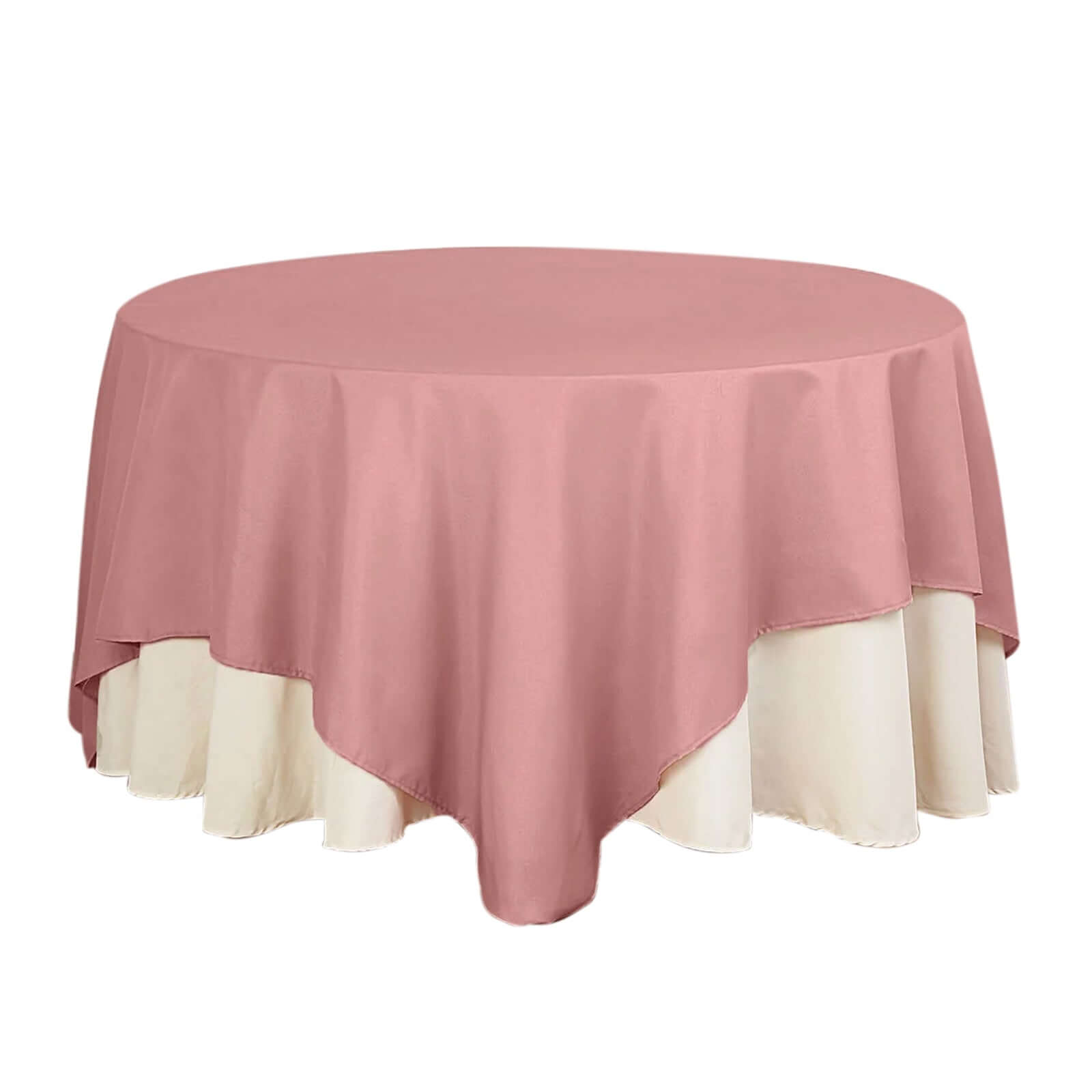 Dusty Rose 90x90 Polyester Square Table Overlay - Wrinkle-Free & Durable