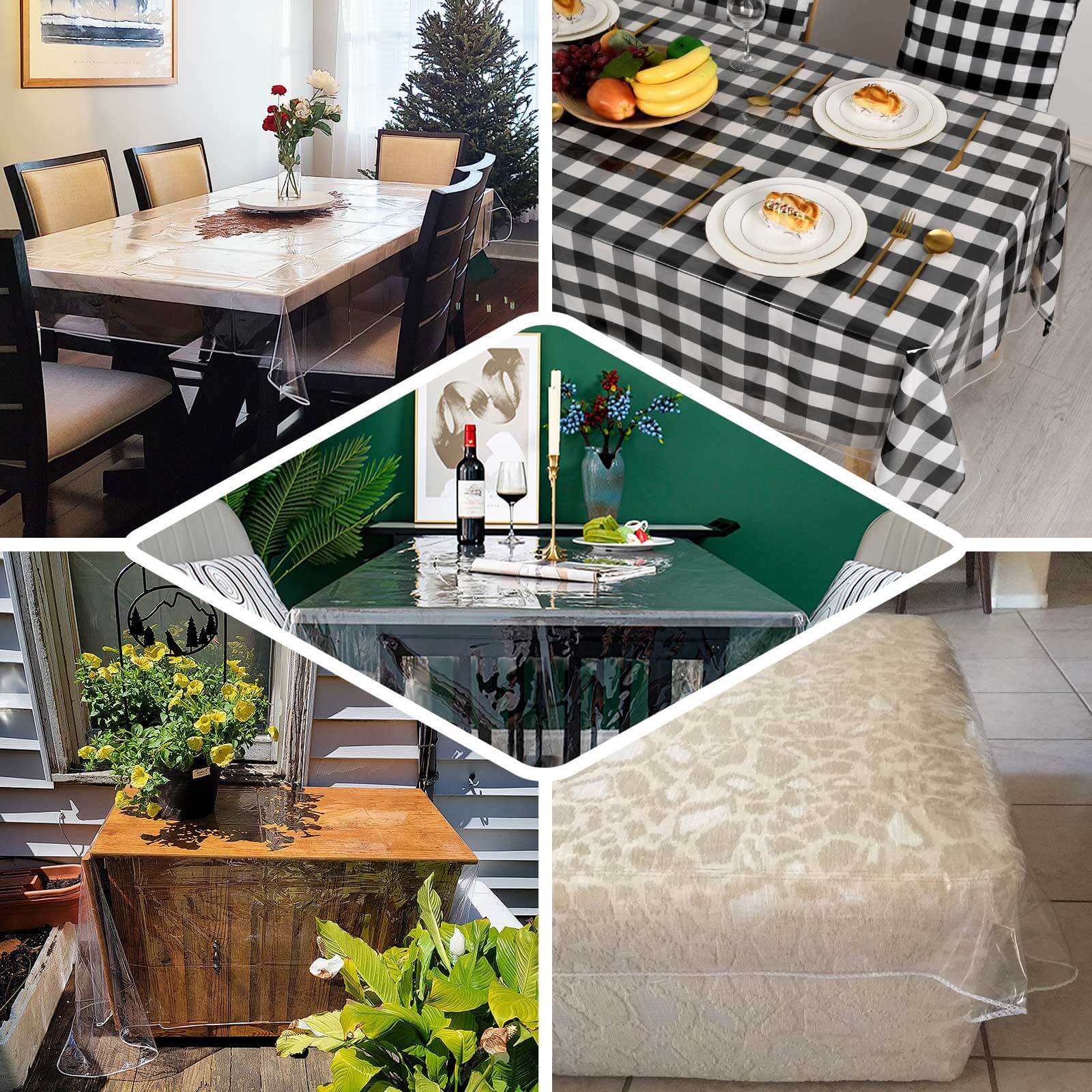 Eco-Friendly Clear Vinyl Rectangle Tablecloth - 60x90 Inches, 10 Mil Thick, Sturdy PVC