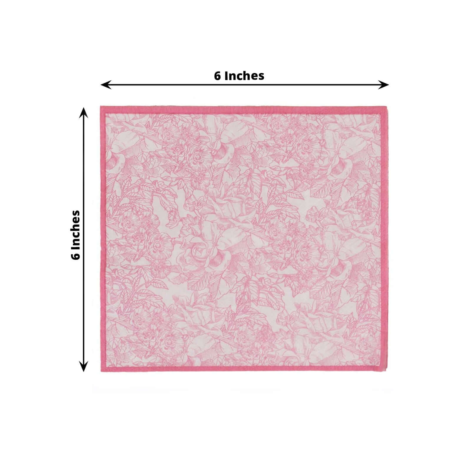 25-Pack Disposable Paper Cocktail Napkins with French Toile Floral Print in White/Pink - Highly Absorbent 2 Ply