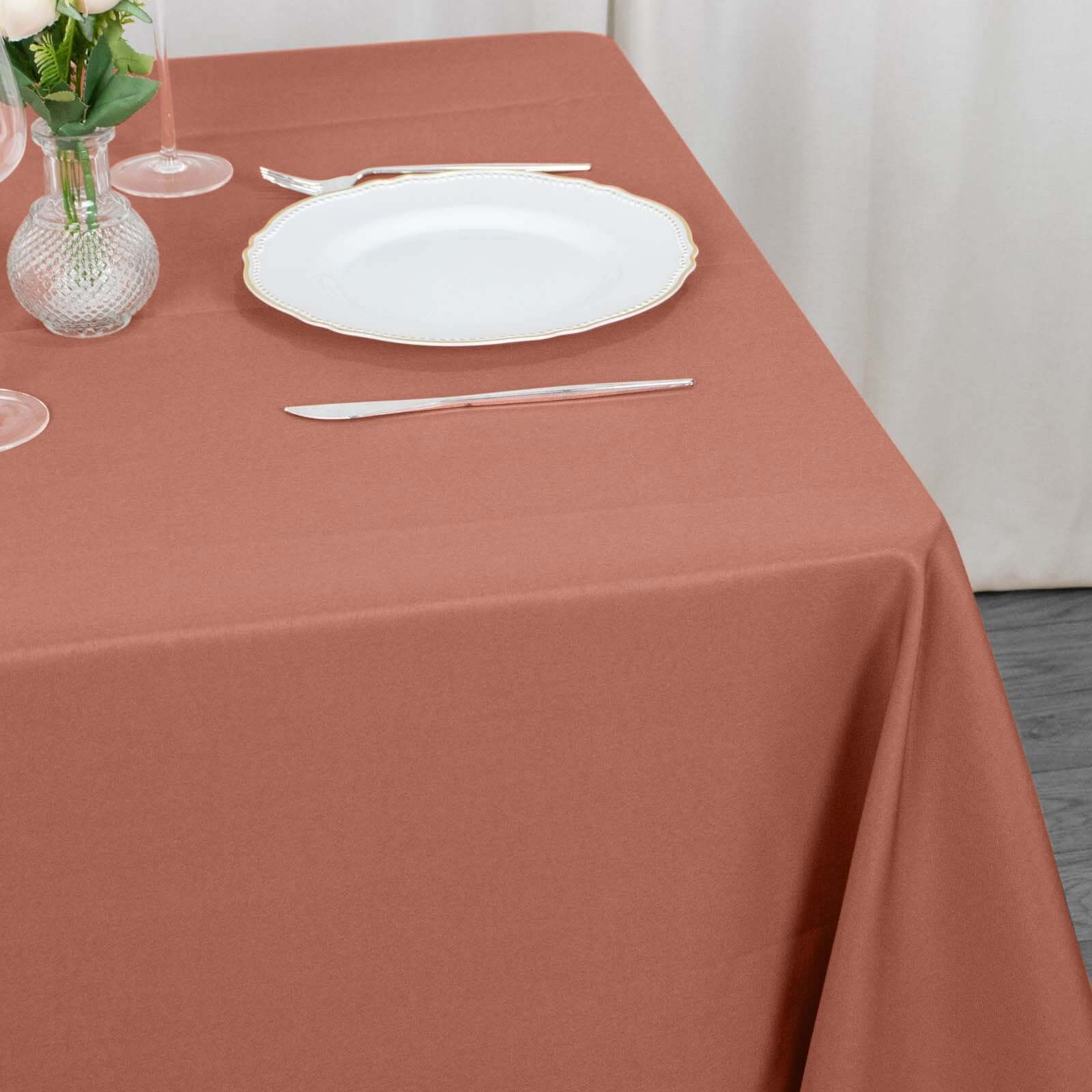 Hot! 70x70 Terracotta Premium Polyester Wrinkle-Resistant 220GSM Square Tablecloth