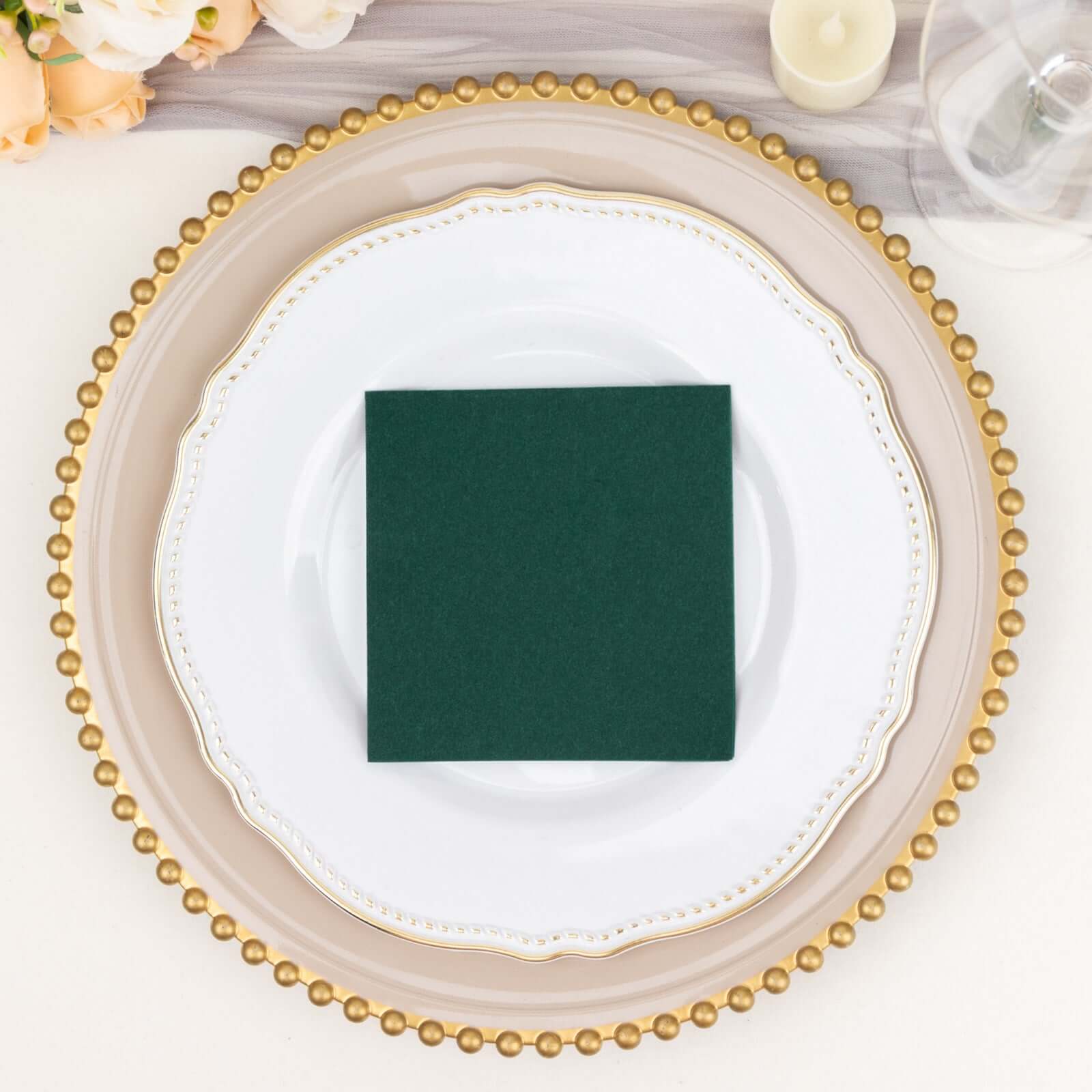 20-Pack Hunter Emerald Green Airlaid Cocktail Napkins - Soft, Absorbent & Linen-Like