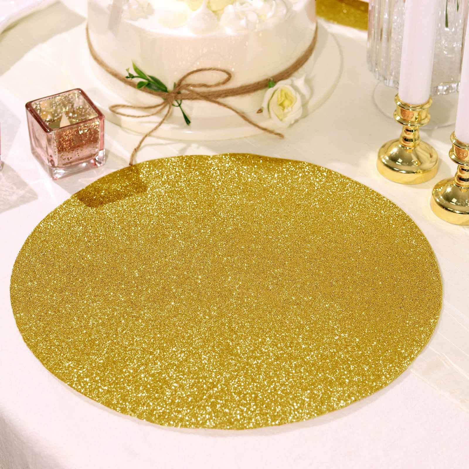 Hot Sale! 6-Pack Gold Glitter Round Non-Slip Placemats, 13