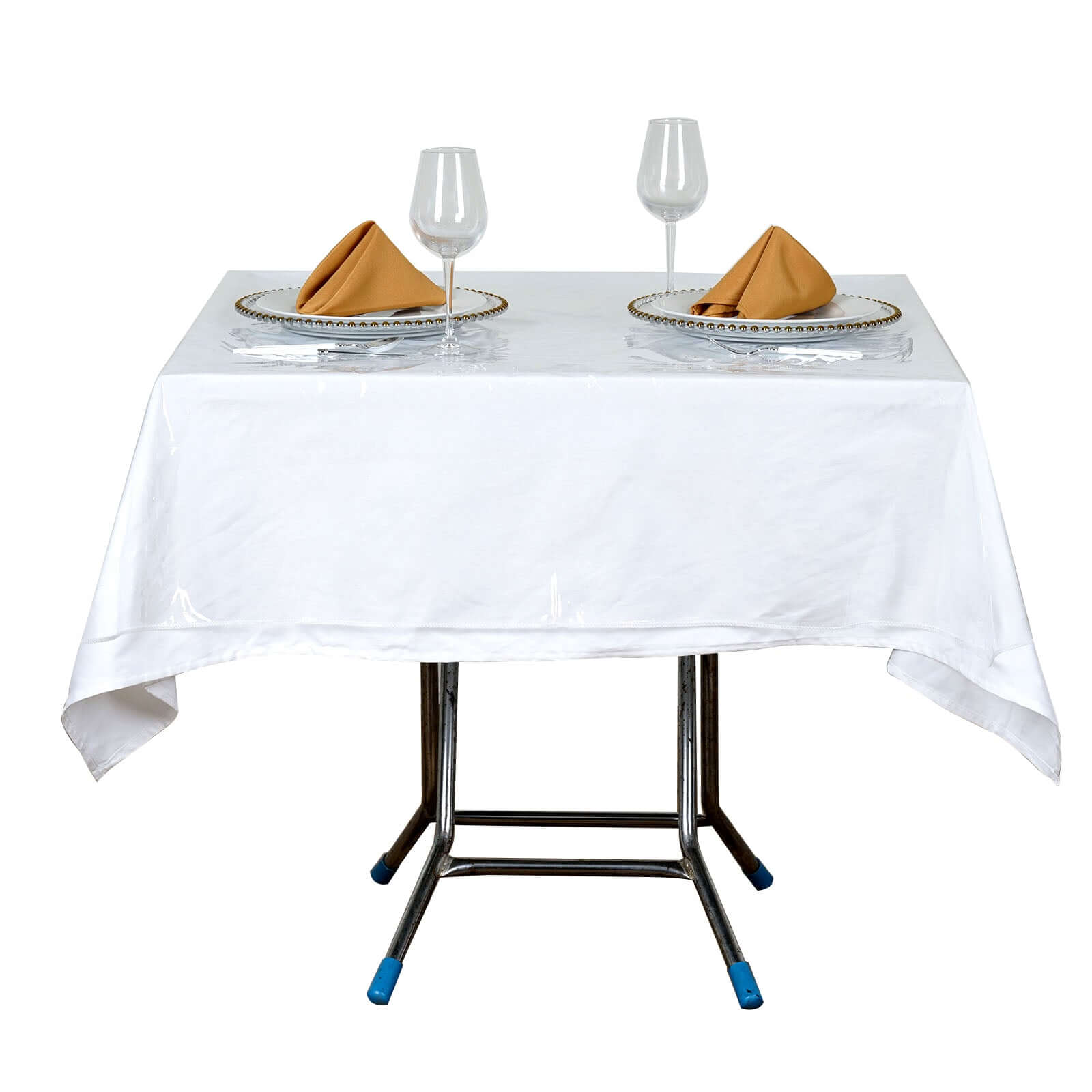 10 Mil Thick Eco-Friendly Clear PVC Square Vinyl Tablecloth 54x54