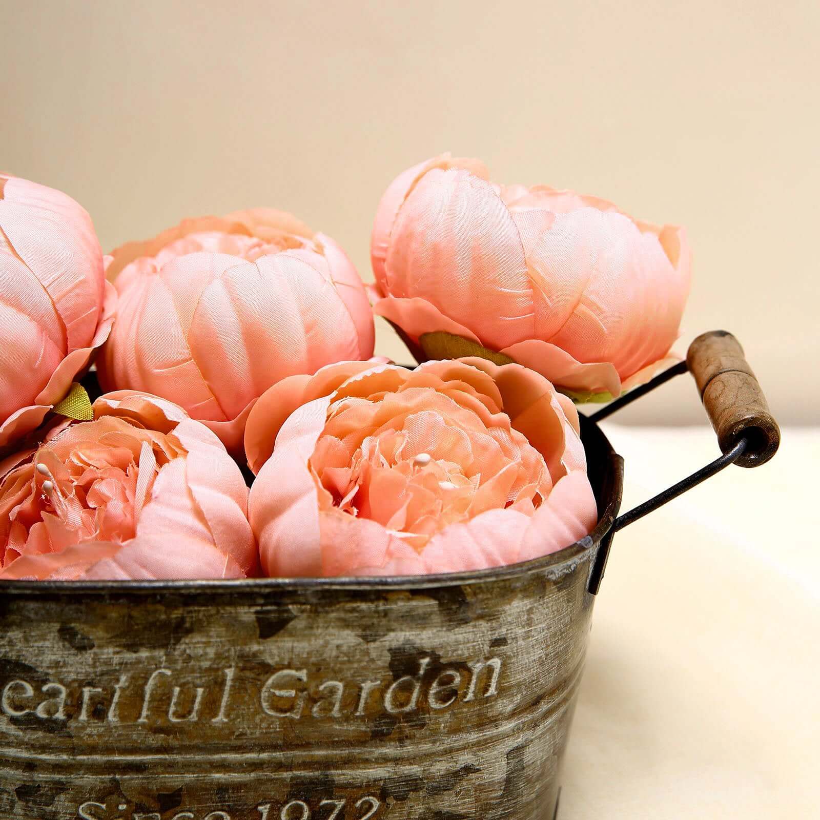 Hot Deal! 10-Pack Peach Artificial Peony Flower Heads for DIY Events & Floral Crafts