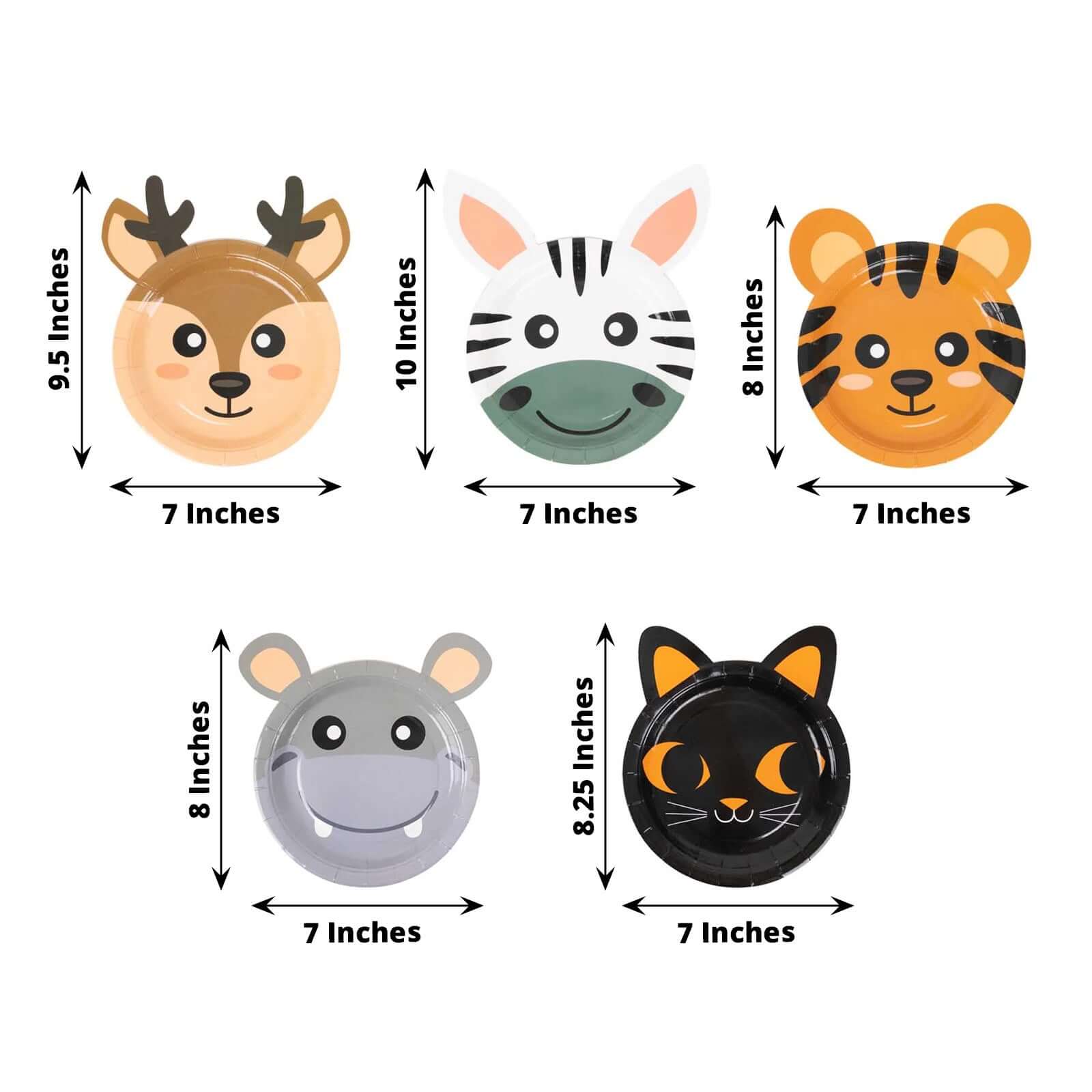 Great Deal! Set of 25 Disposable Paper Round Plates with Assorted Jungle Animal Prints for Themed Parties