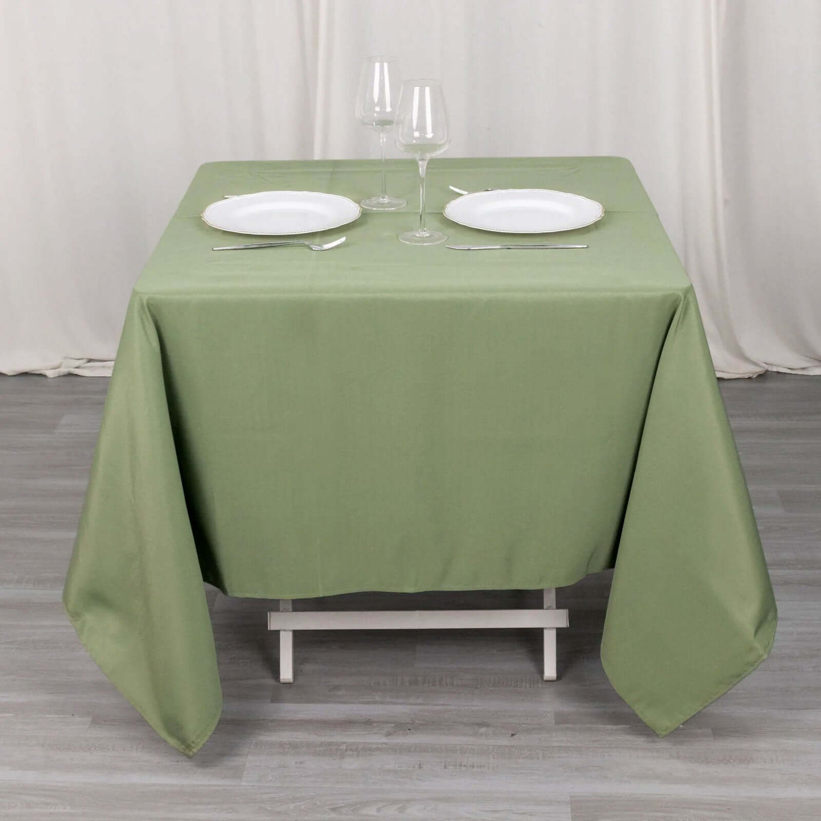220GSM Wrinkle-Resistant Premium Polyester 70x70 Dusty Sage Green Square Tablecloth