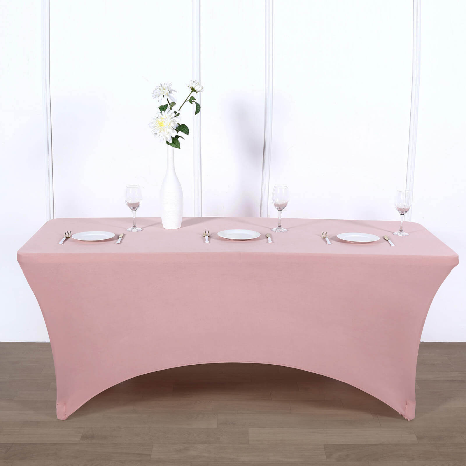 6ft Dusty Rose Stretch Spandex Rectangle Tablecloth - Ideal for Events & Presentations