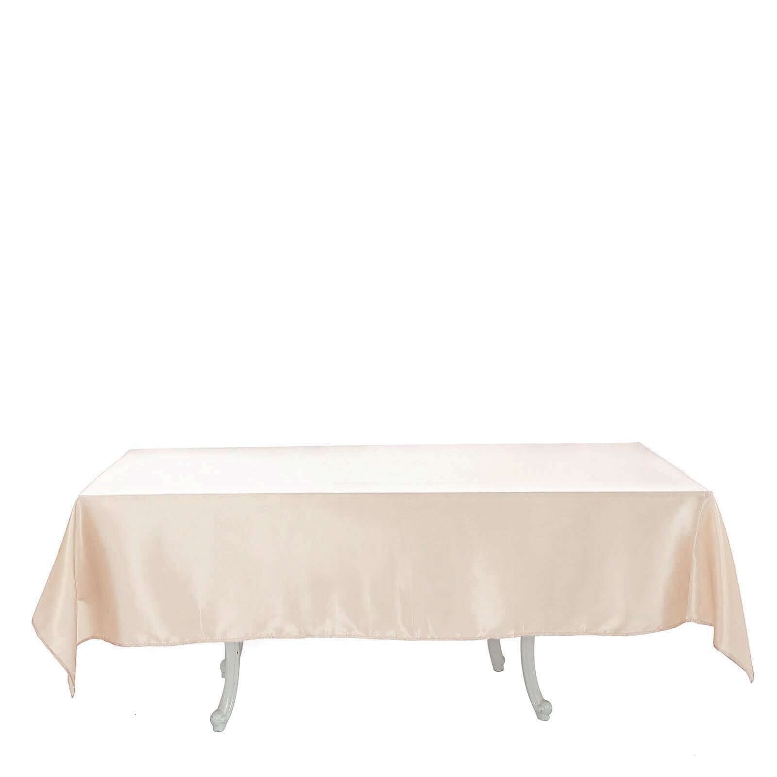 Premium Beige Satin Rectangular Tablecloth (60x102) - Smooth, Lustrous & Stain-Resistant