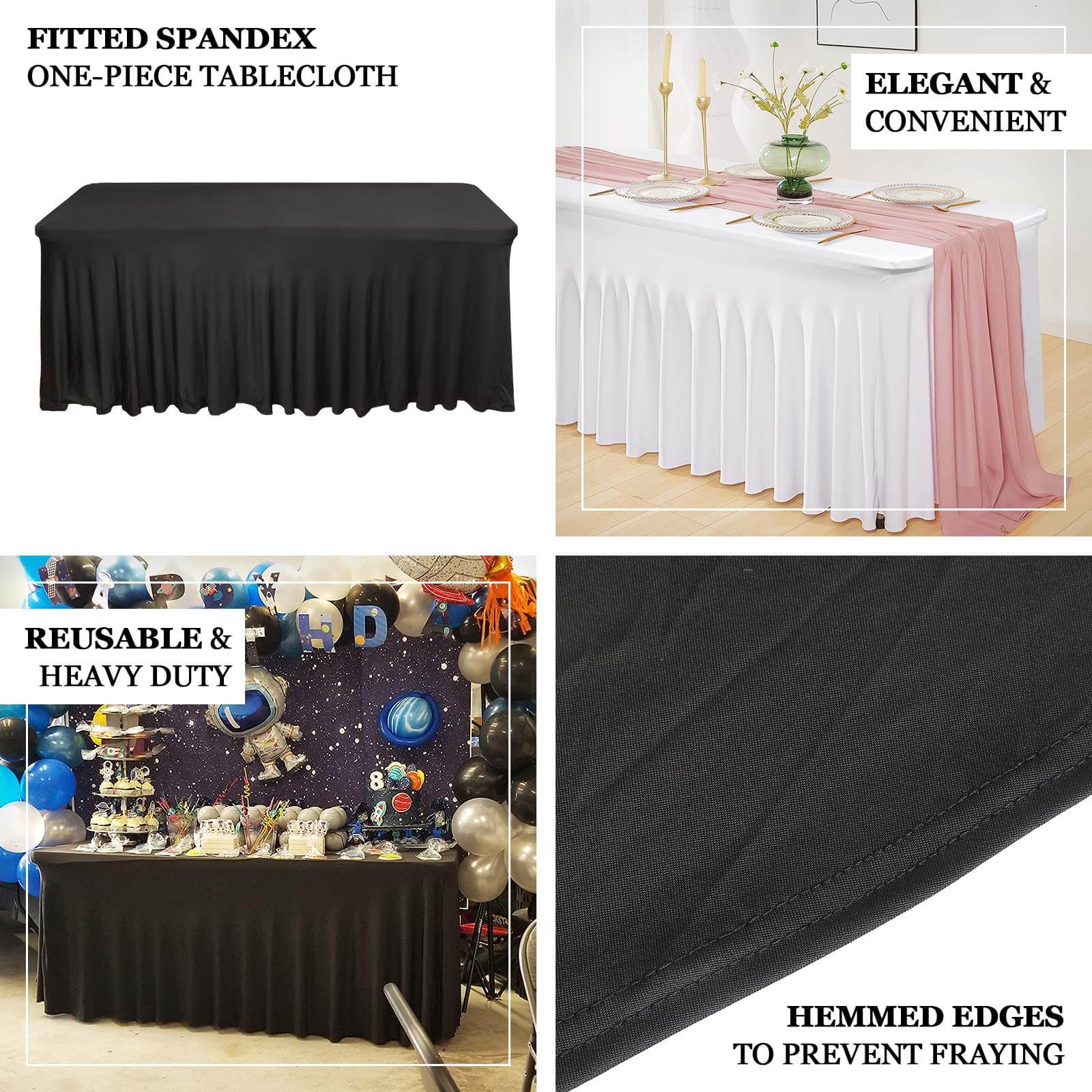 Stylish Gold Spandex Table Skirt with Wavy Effect for Weddings, Banquets & Shows