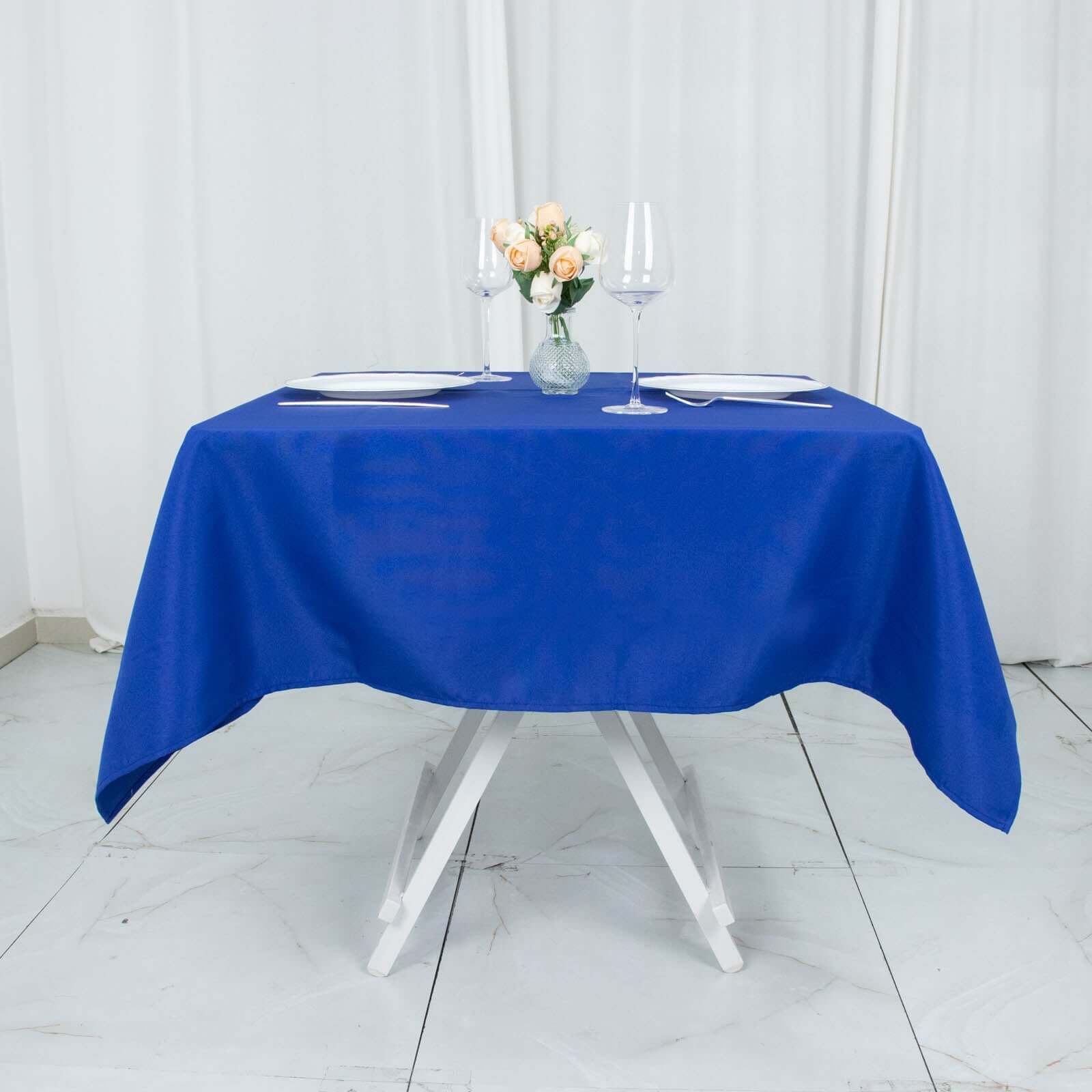Hot Deal! 54x54 Royal Blue Premium Polyester Tablecloth - Stain & Wrinkle Resistant 220GSM