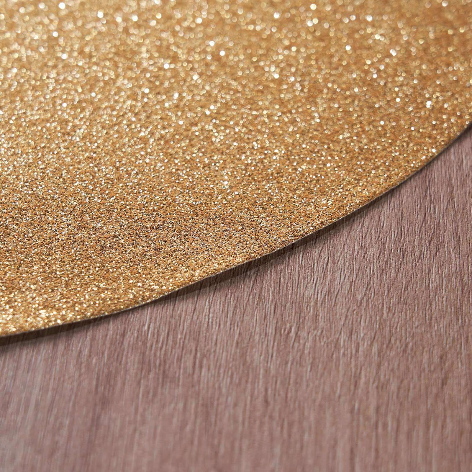 Hot Sale! 6-Piece Set of Champagne-Colored Glittery Oval Non-Slip Vinyl Placemats for Table Decor