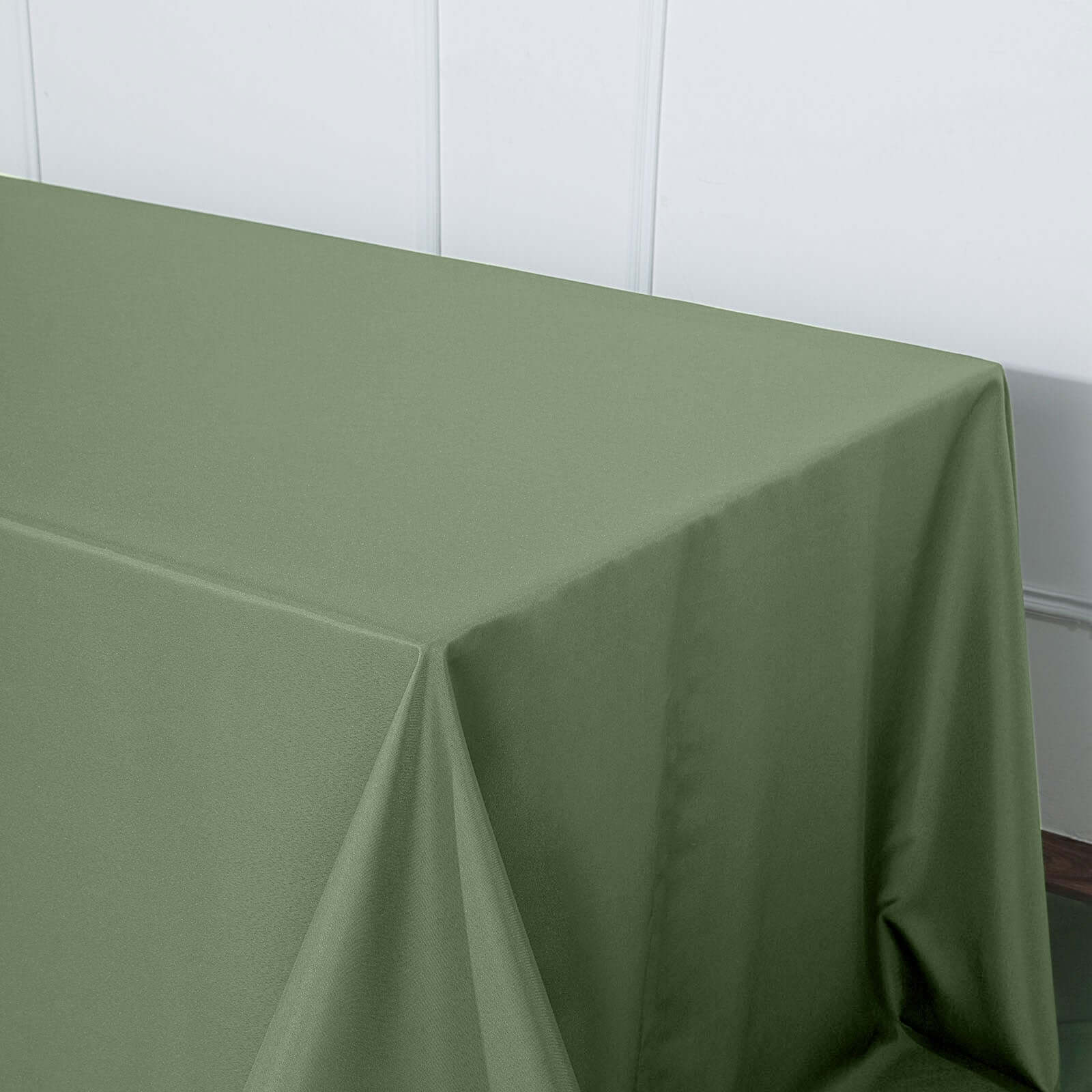 Seamless Wrinkle-Resistant Olive Green Polyester Rectangle Tablecloth 90x156