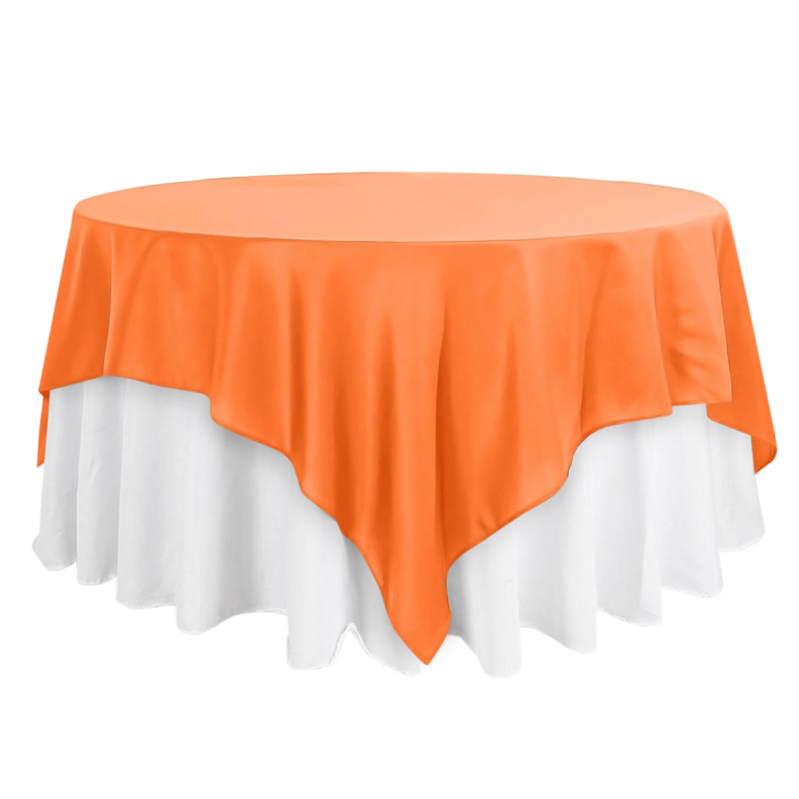 Orange 90x90 Square Polyester Table Overlay - Durable & Wrinkle-Resistant Table Cover