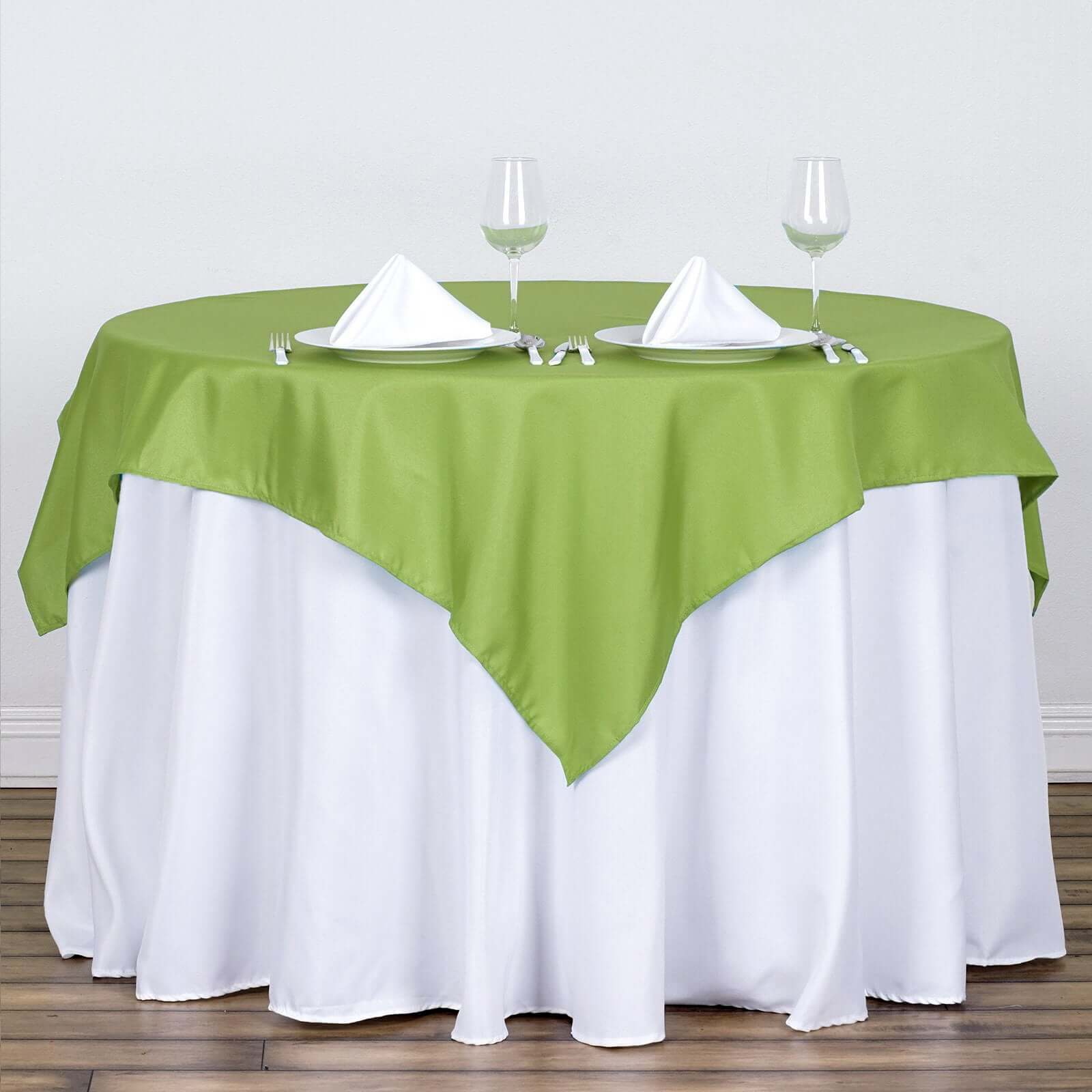 Apple Green 54x54 Polyester Square Table Overlay - Wrinkle-Free & Durable