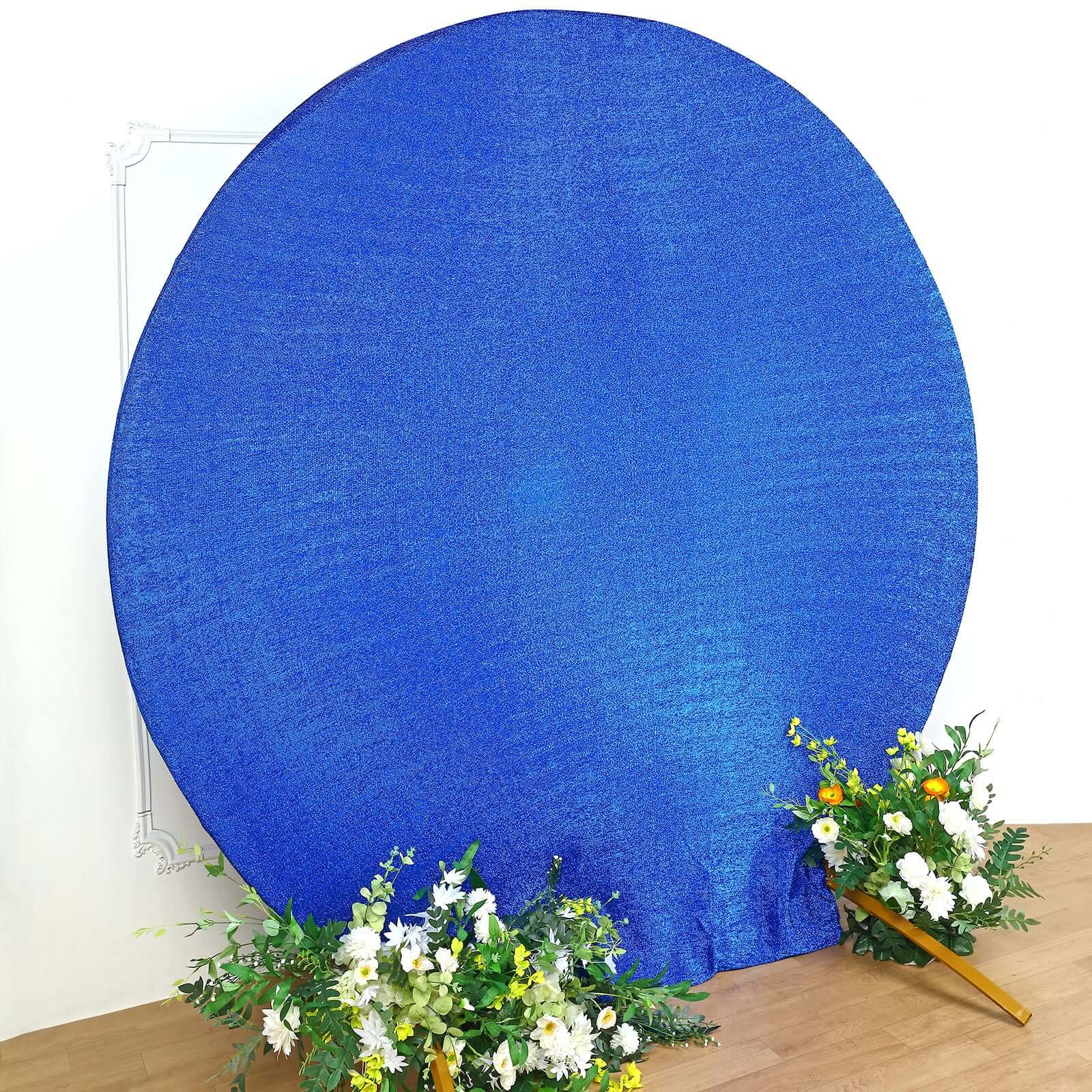 Hot Deal! 7.5ft Royal Blue Metallic Shimmer Tinsel Spandex 2-Sided Wedding Arch Photo Backdrop