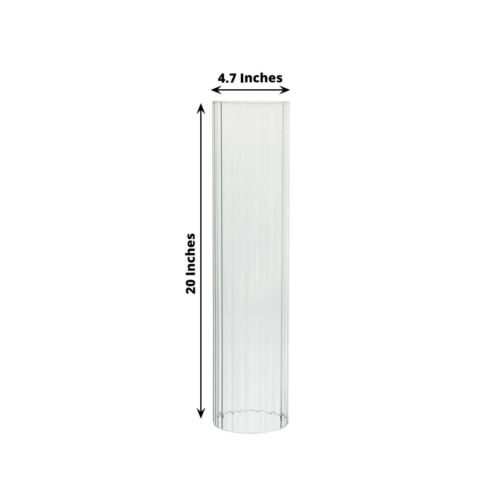 Hot Deal! 2-Pack Clear Ribbed Glass Hurricane Shades - Ideal Candle Holder Centerpieces, 20 Inches