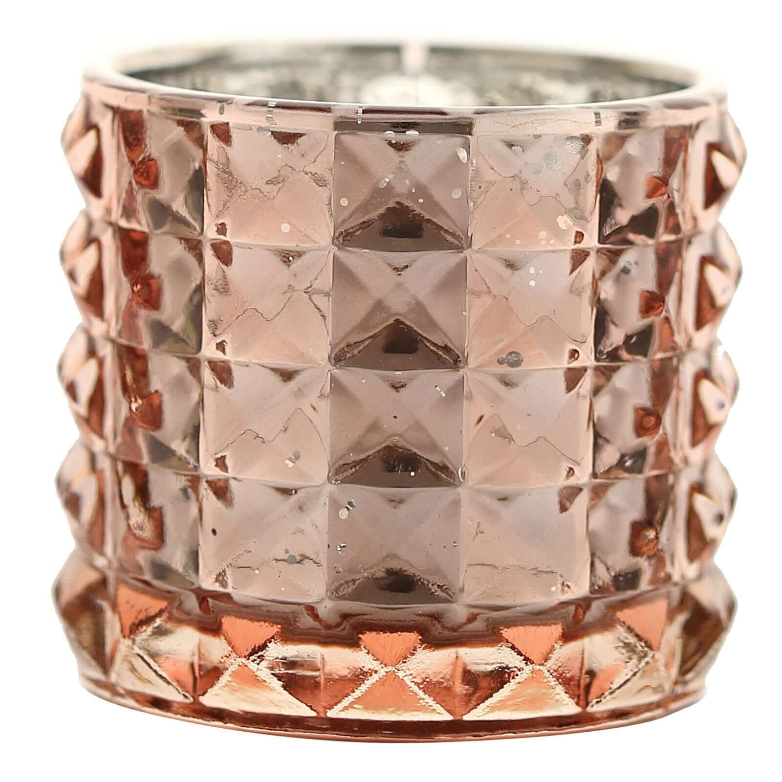 Hot Deal! 6-Pack Rose Gold Studded Faceted Mercury Glass Tealight Candle Holders