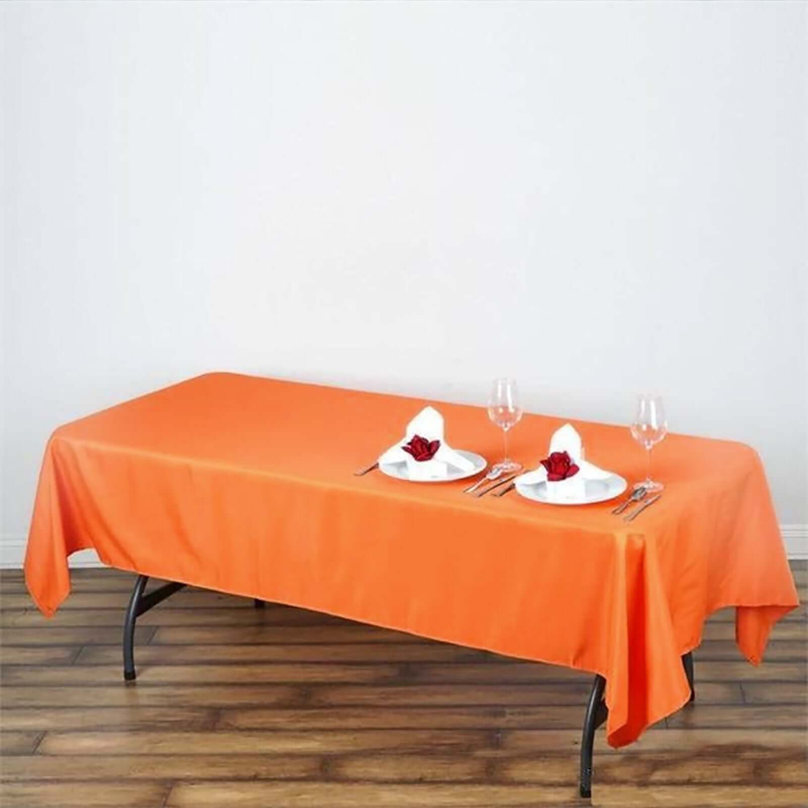 Stylish and Durable Orange Polyester Rectangle Tablecloth (60x102) - Perfect for Any Event