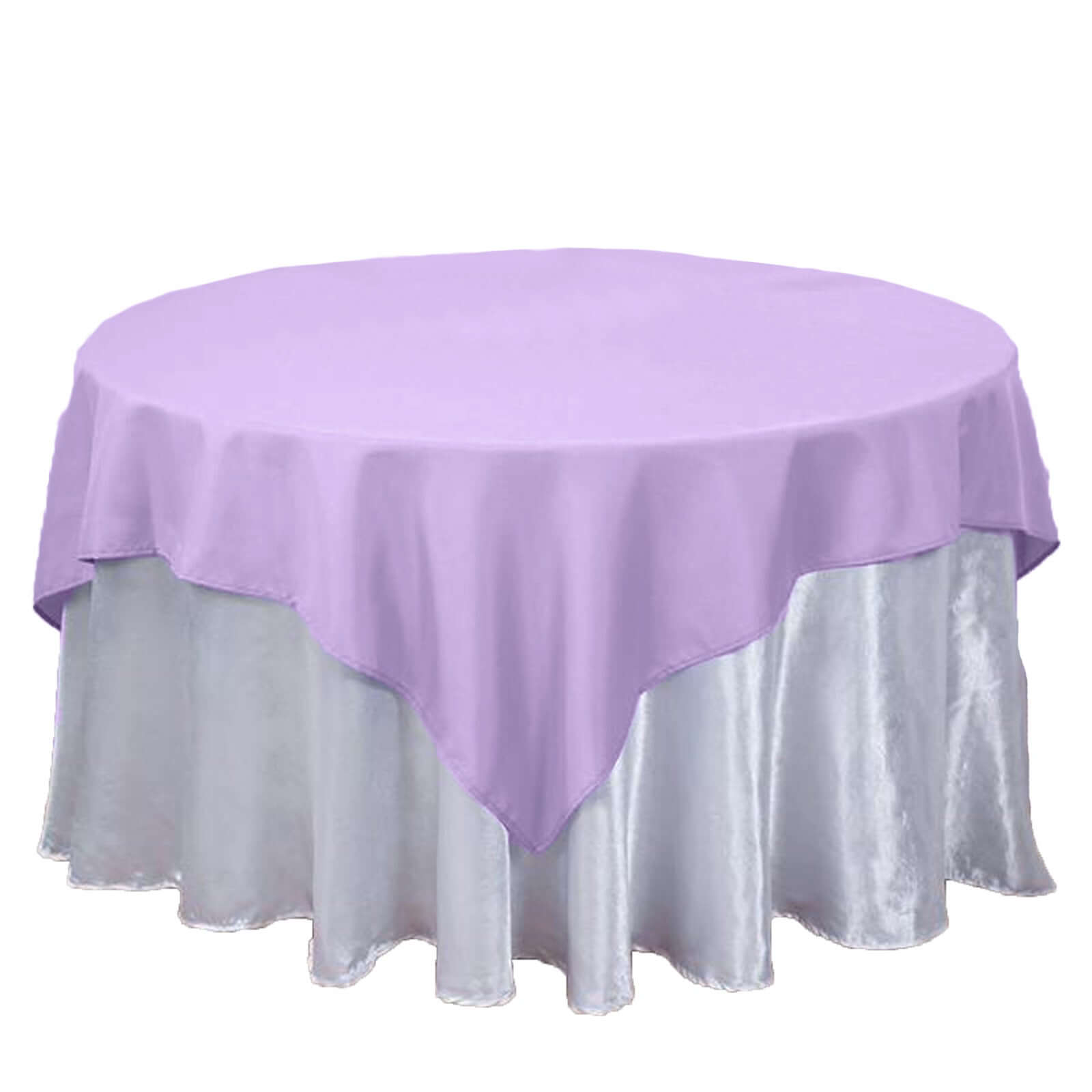 Wrinkle-Resistant & Durable 70x70 Polyester Square Table Overlay in Lavender Lilac - Perfect for Events!