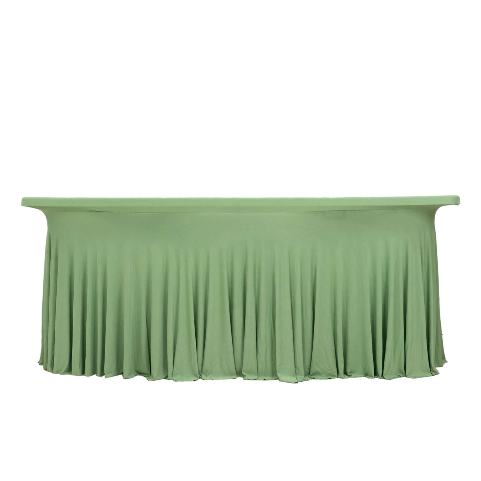 Sage Green Spandex Table Skirt with Wavy Effect for 6ft Tables