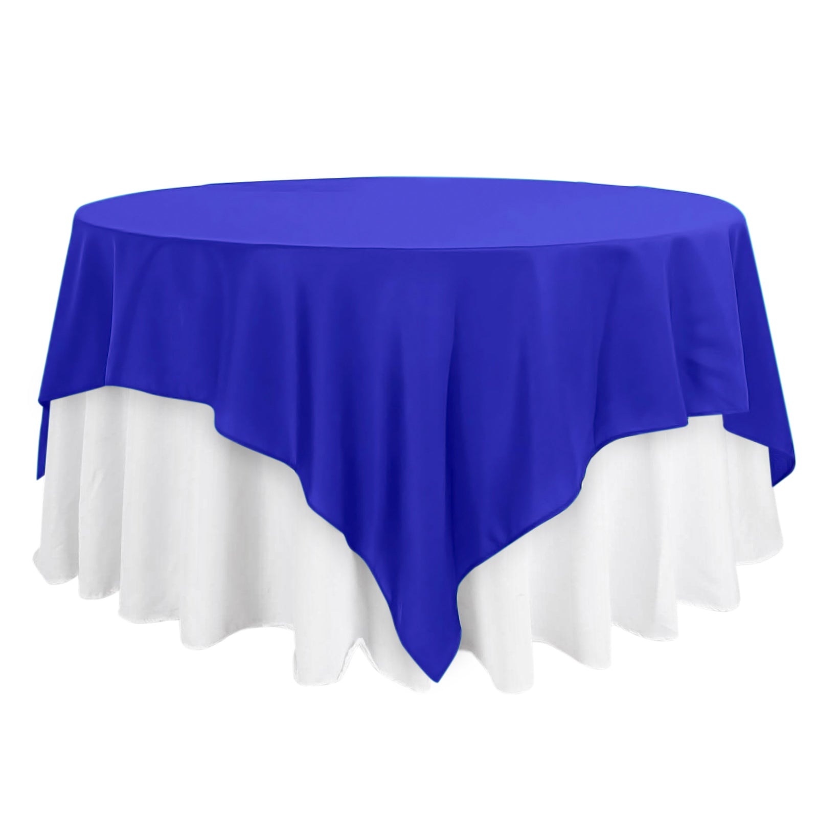 Polyester 90x90 Table Overlay Square Tablecloth Royal Blue - Wrinkle-Resistant & Durable Table Cover