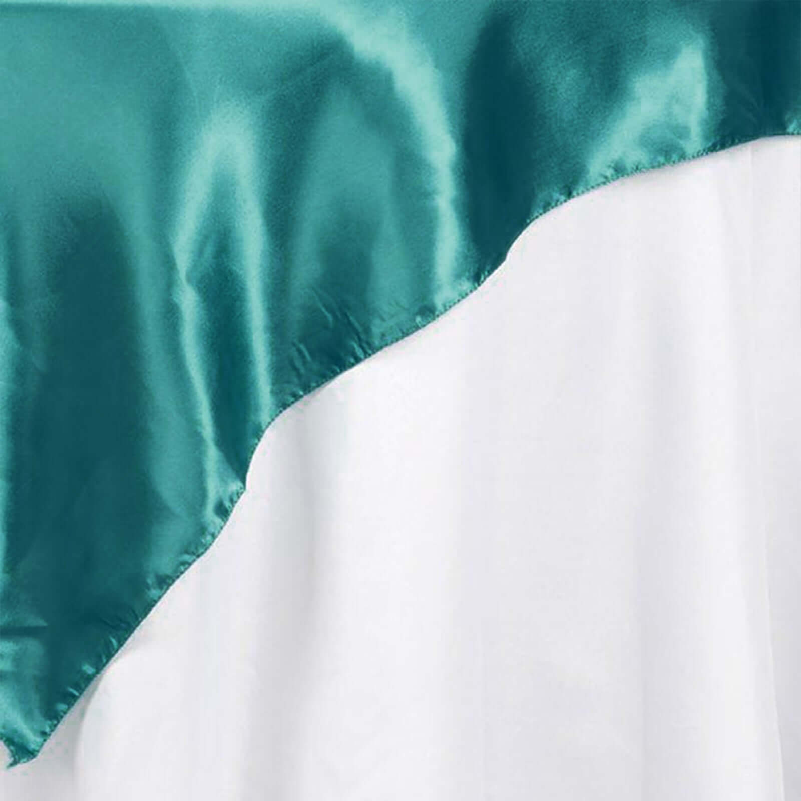 Turquoise 72x72 Satin Square Table Overlay with Smooth Finish